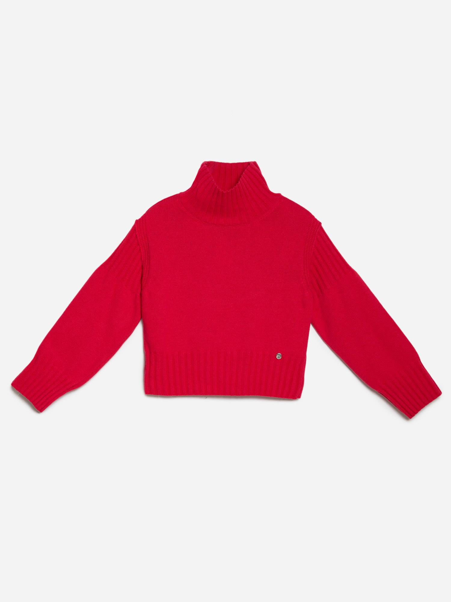 Dik Yakalı Örgü Oyunlu Kazak