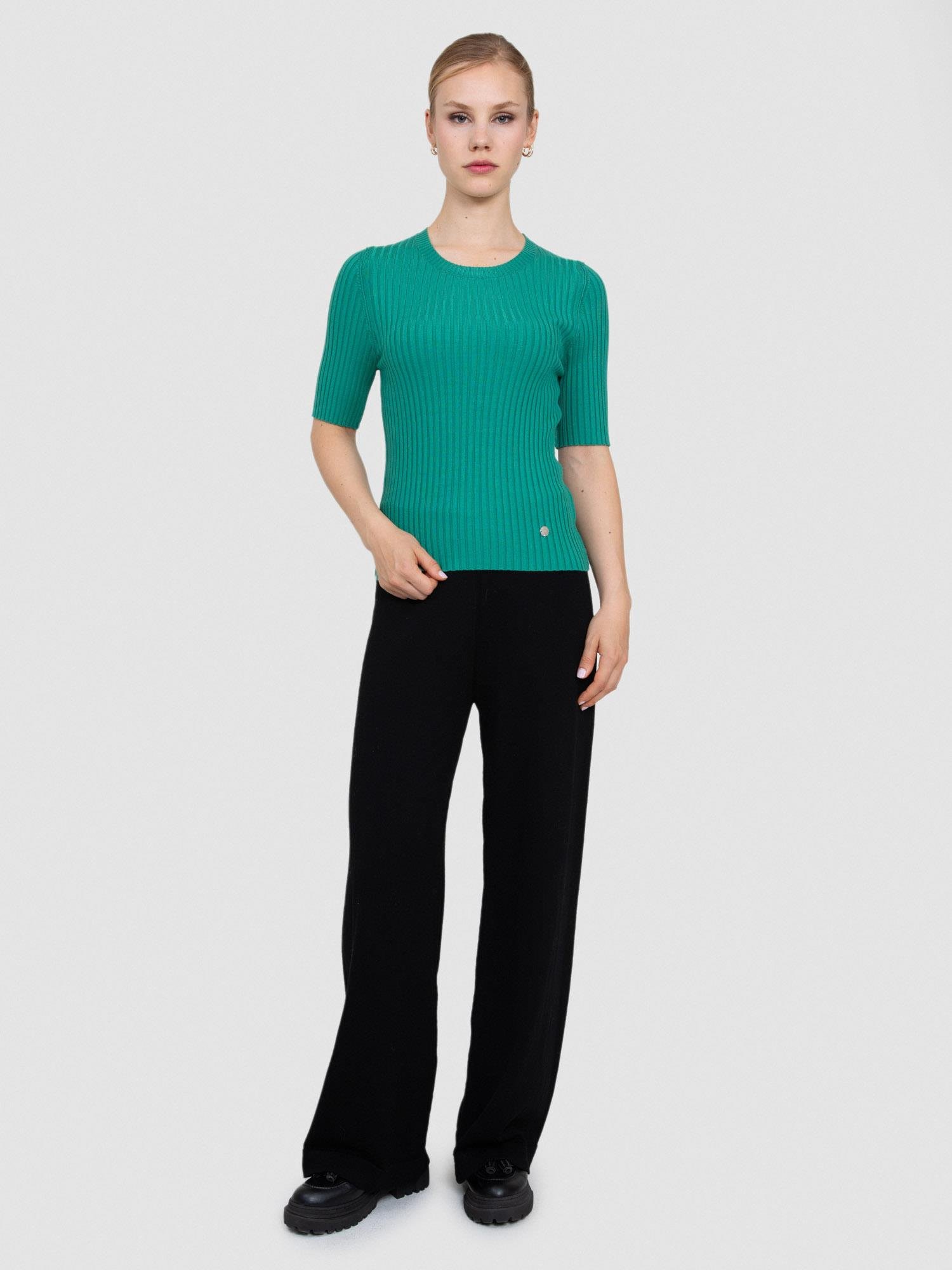 Fitilli Bisiklet Yaka Streç Kazak