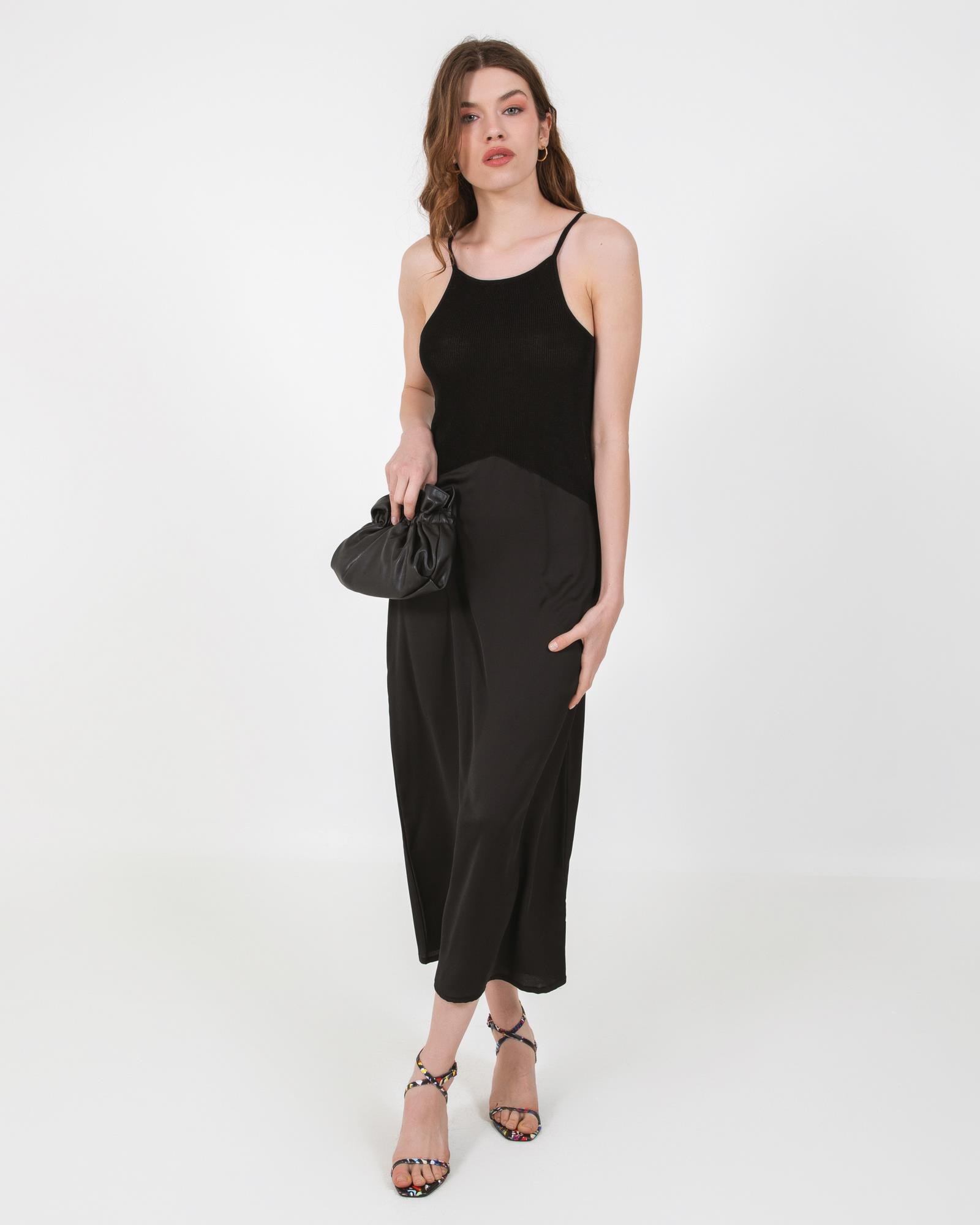 İnce Askılı Triko Elbise