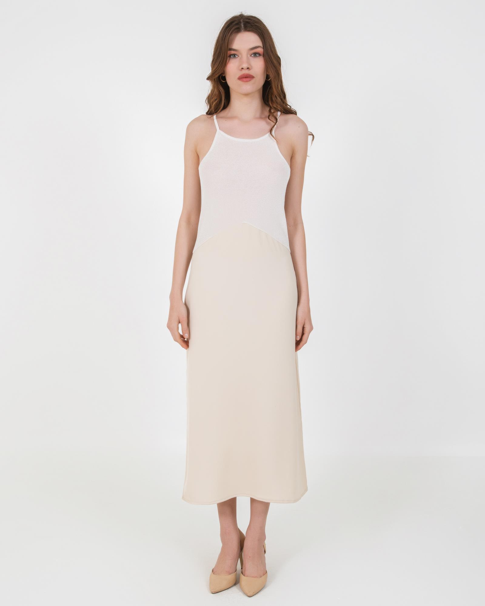 İnce Askılı Triko Elbise