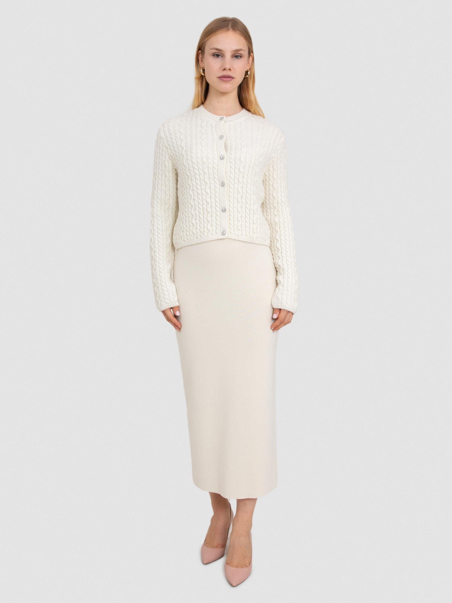 Kablo Örgü Düğme Detaylı Hırka