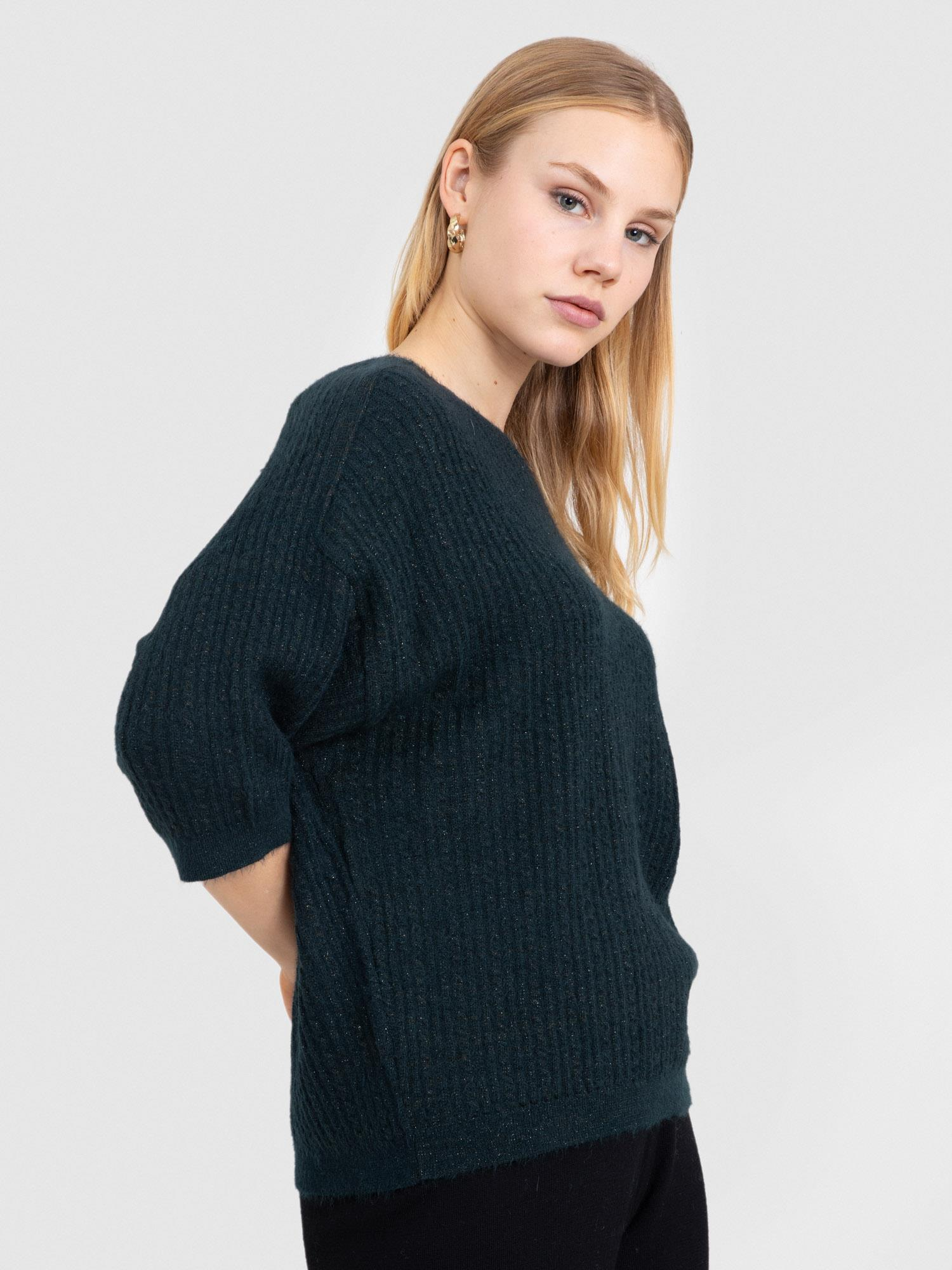 Kablo Örgü Metalik İpli Kazak