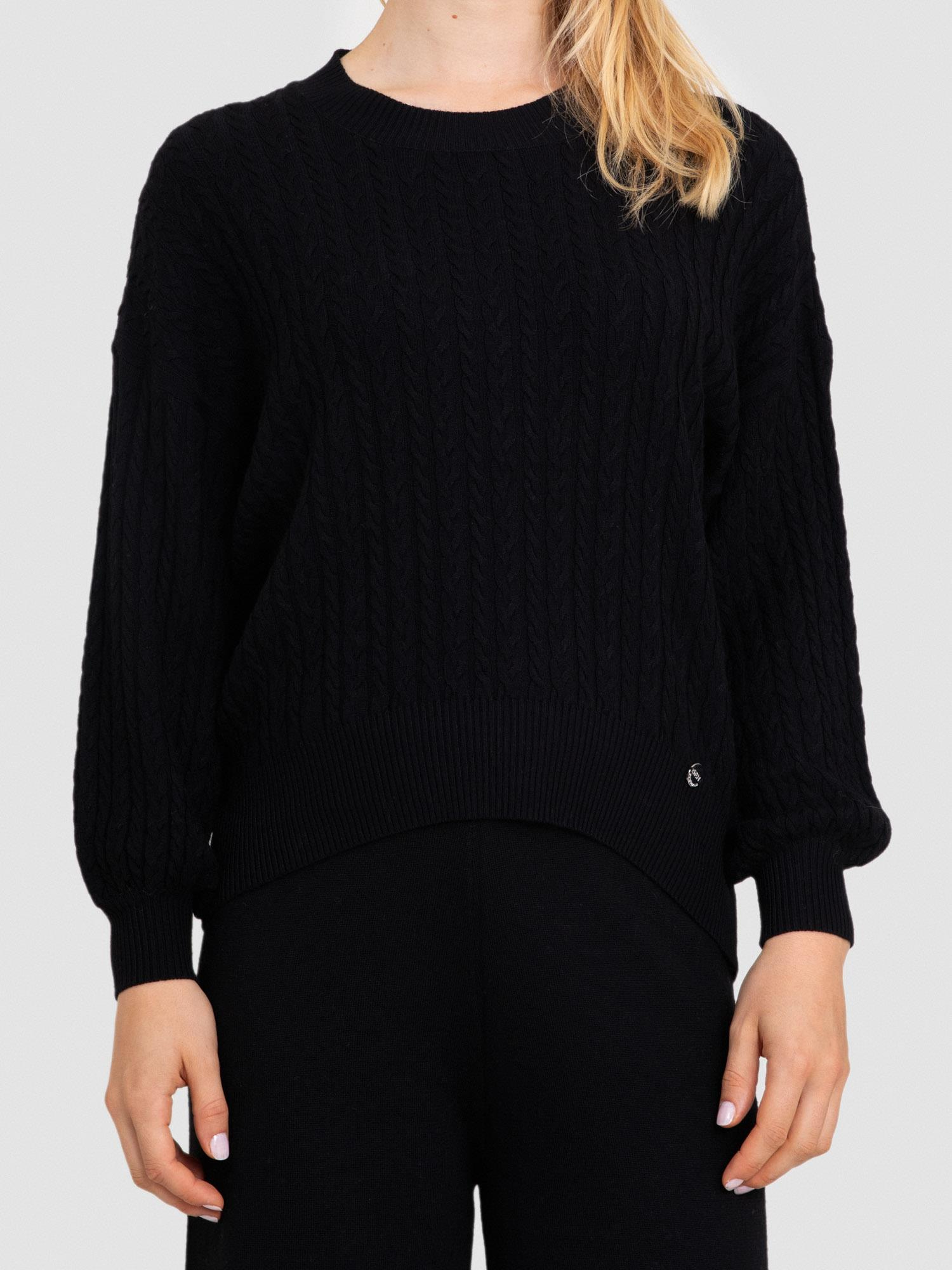 Kablo Örgü Yuvarlak Yaka Kazak