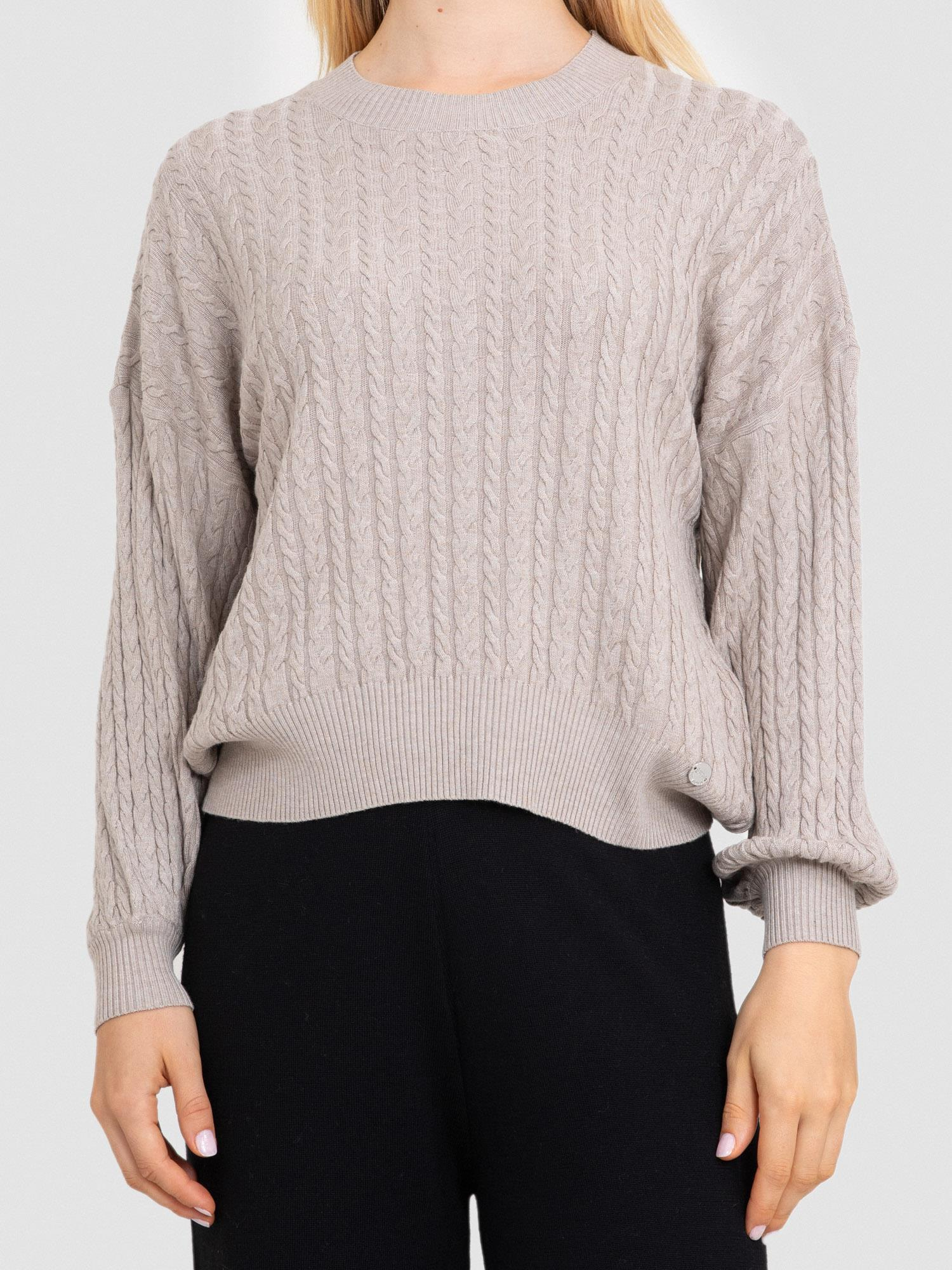 Kablo Örgü Yuvarlak Yaka Kazak