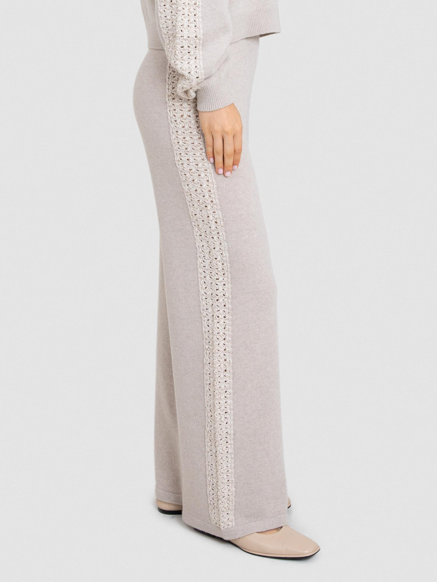 Kaşmir Karışımlı  Ajur Detaylı Bol Paça Pantolon