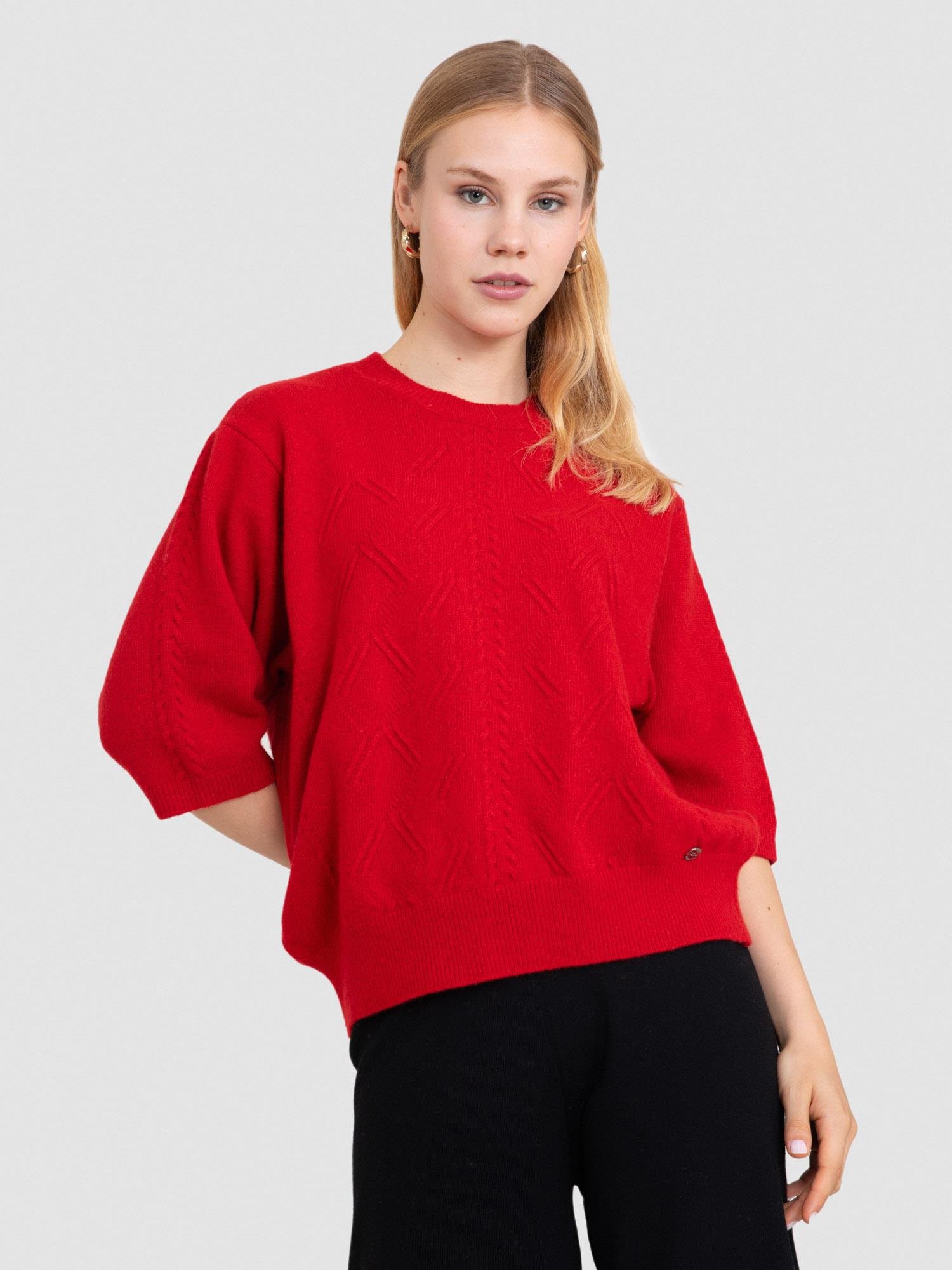 Kaşmir Karışımlı Örgü Oyunlu Kazak