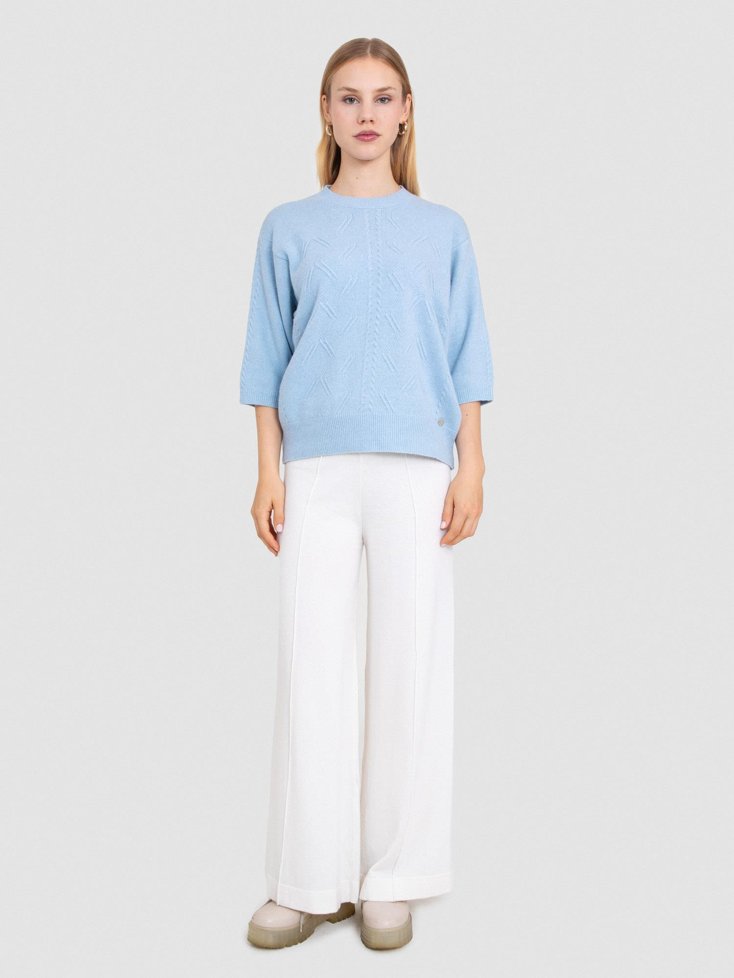 Kaşmir Karışımlı Örgü Oyunlu Kazak