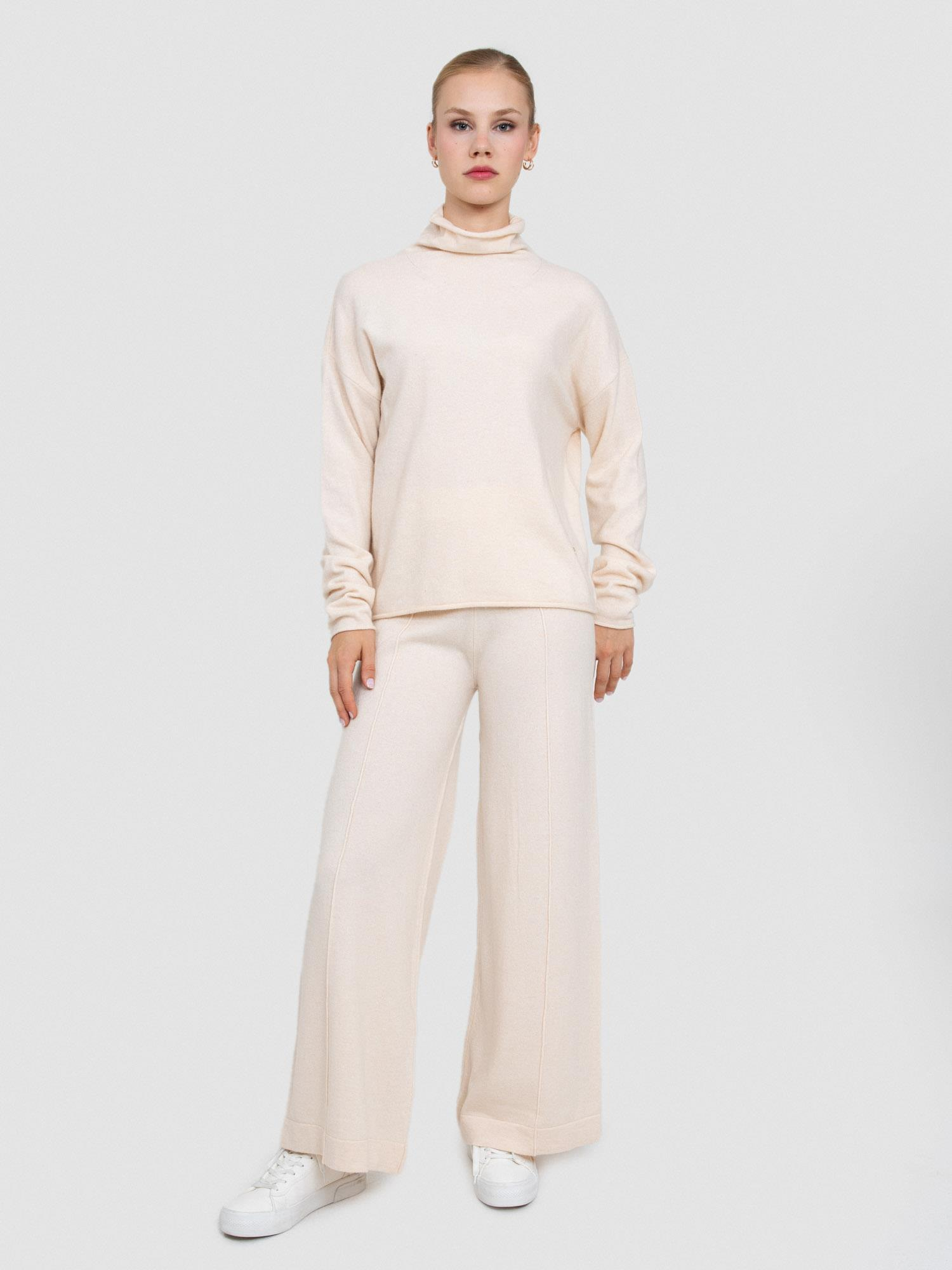 Kaşmir Karışımlı Şerit Dikişli Bol Paça Pantolon