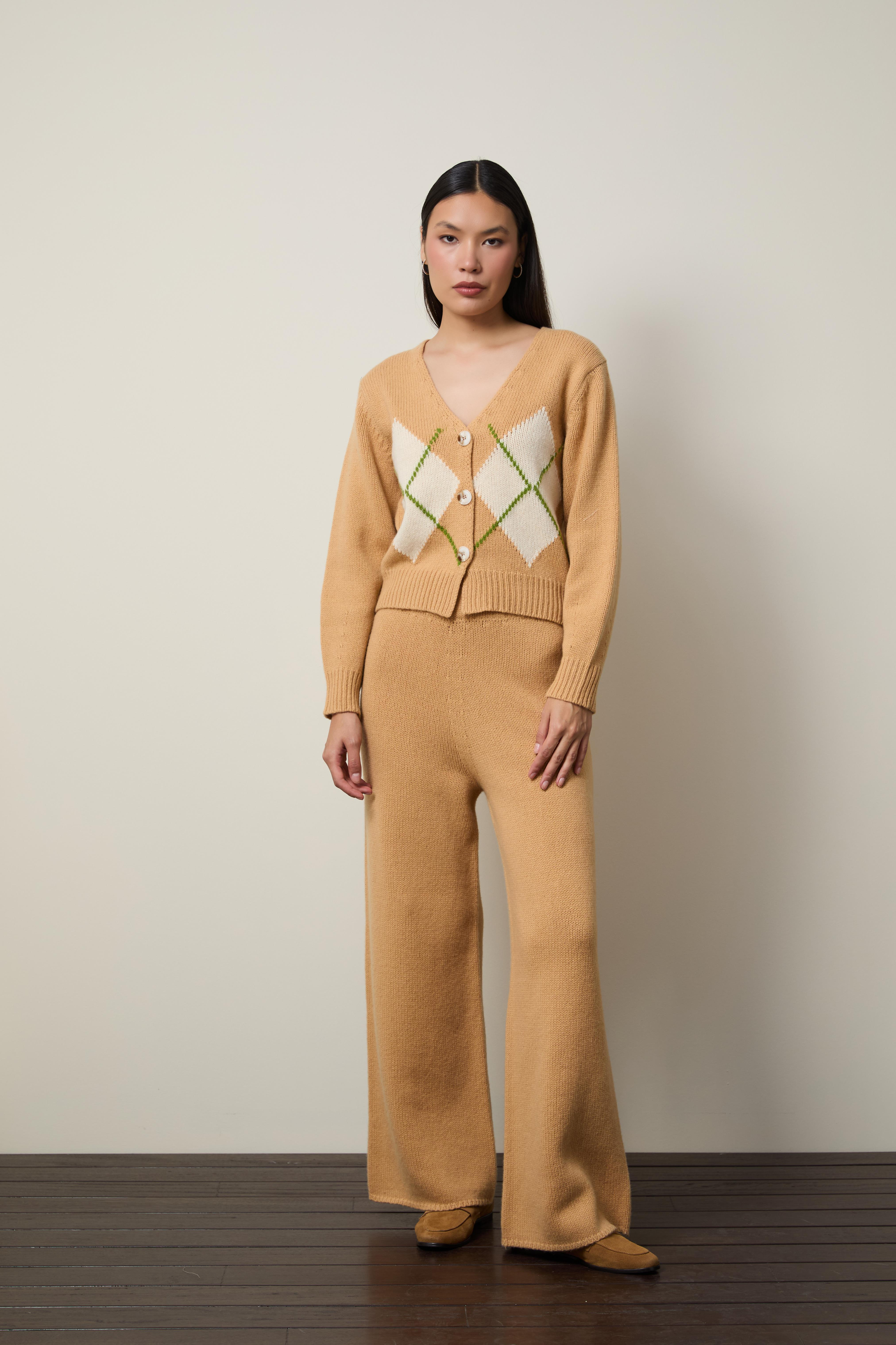 Kaşmir ve yün Karışımlı Argyle Desenli Hırka