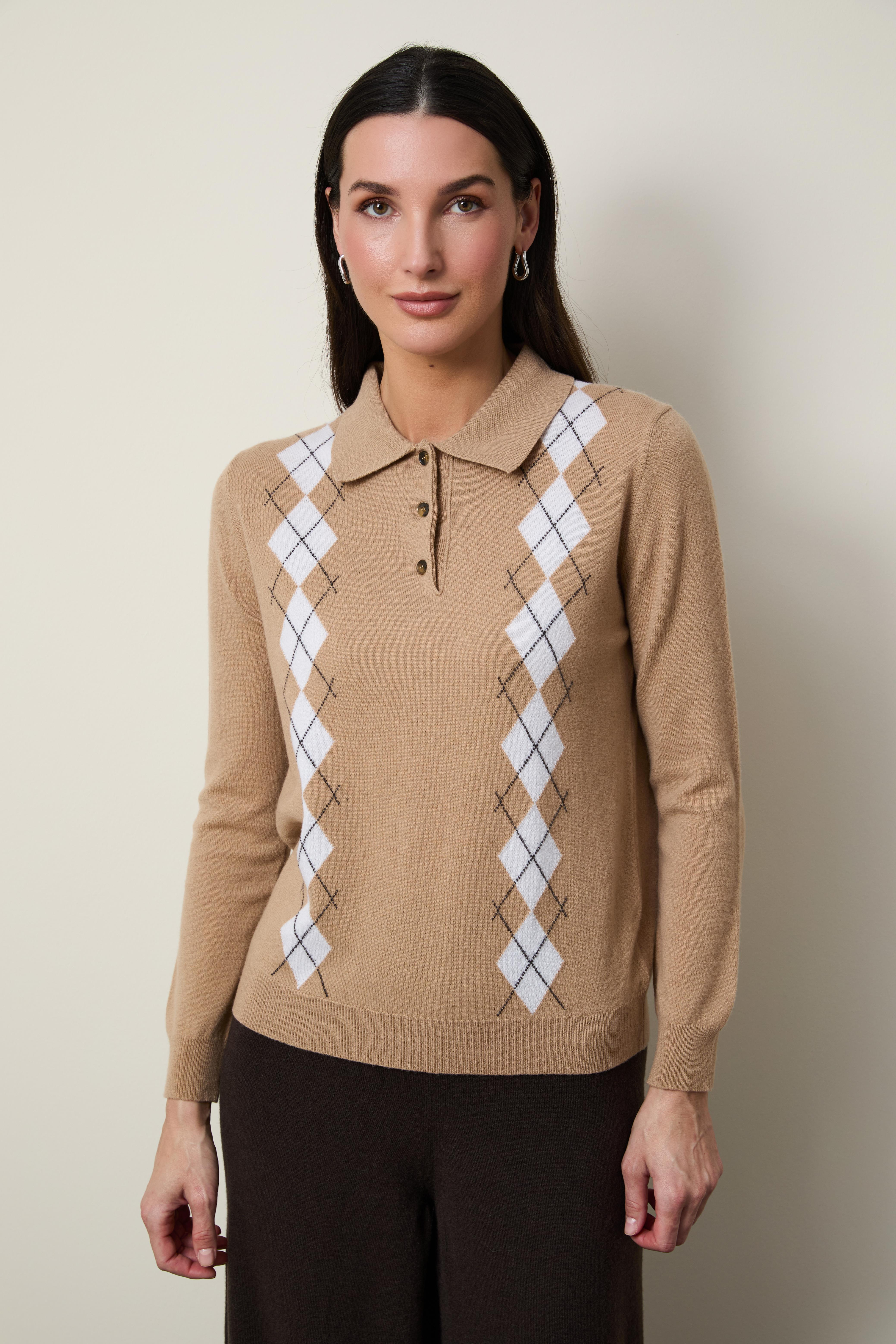 Kaşmir ve yün Karışımlı Argyle Desenli Kazak