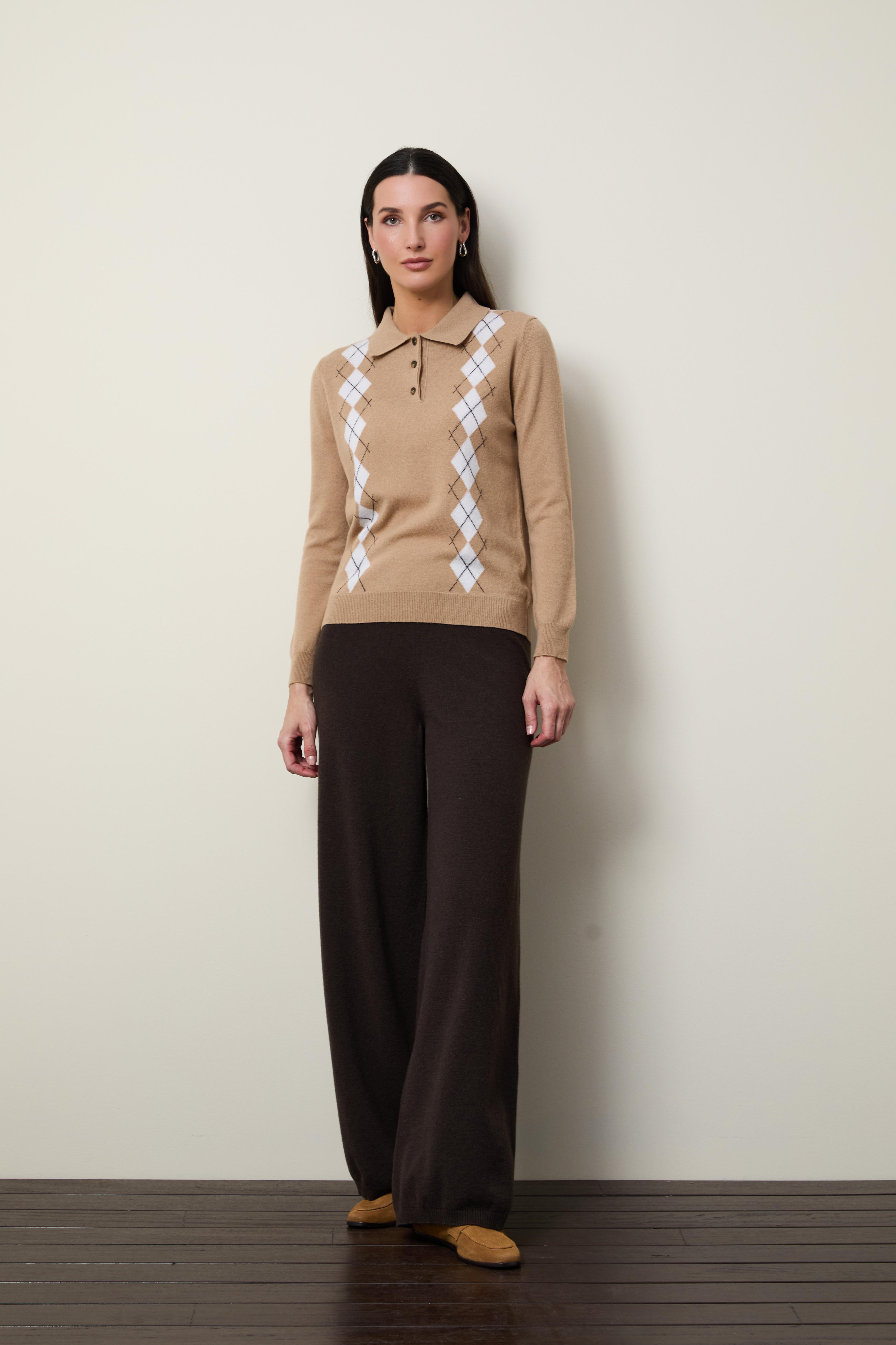 Kaşmir ve yün Karışımlı Argyle Desenli Kazak