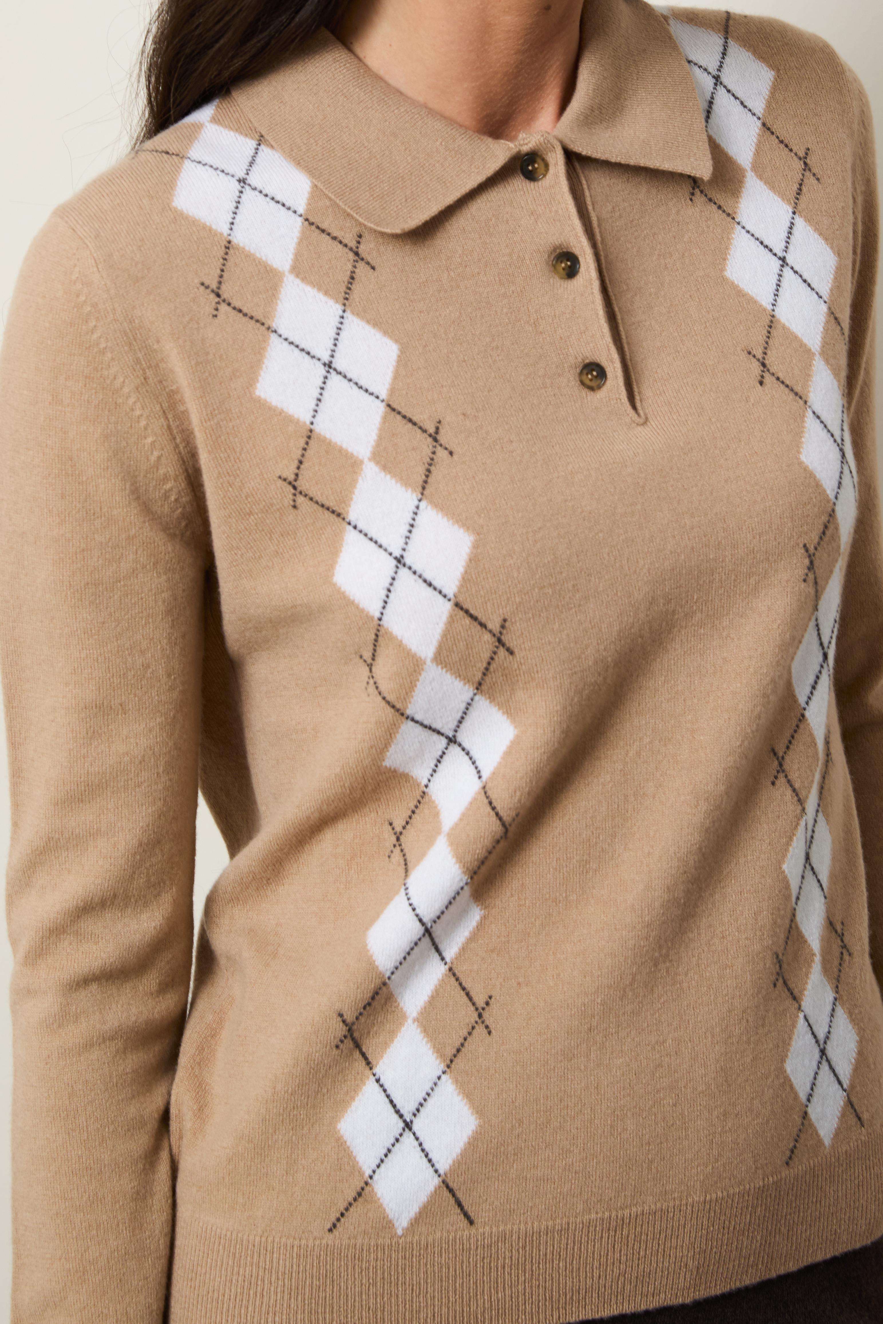 Kaşmir ve yün Karışımlı Argyle Desenli Kazak