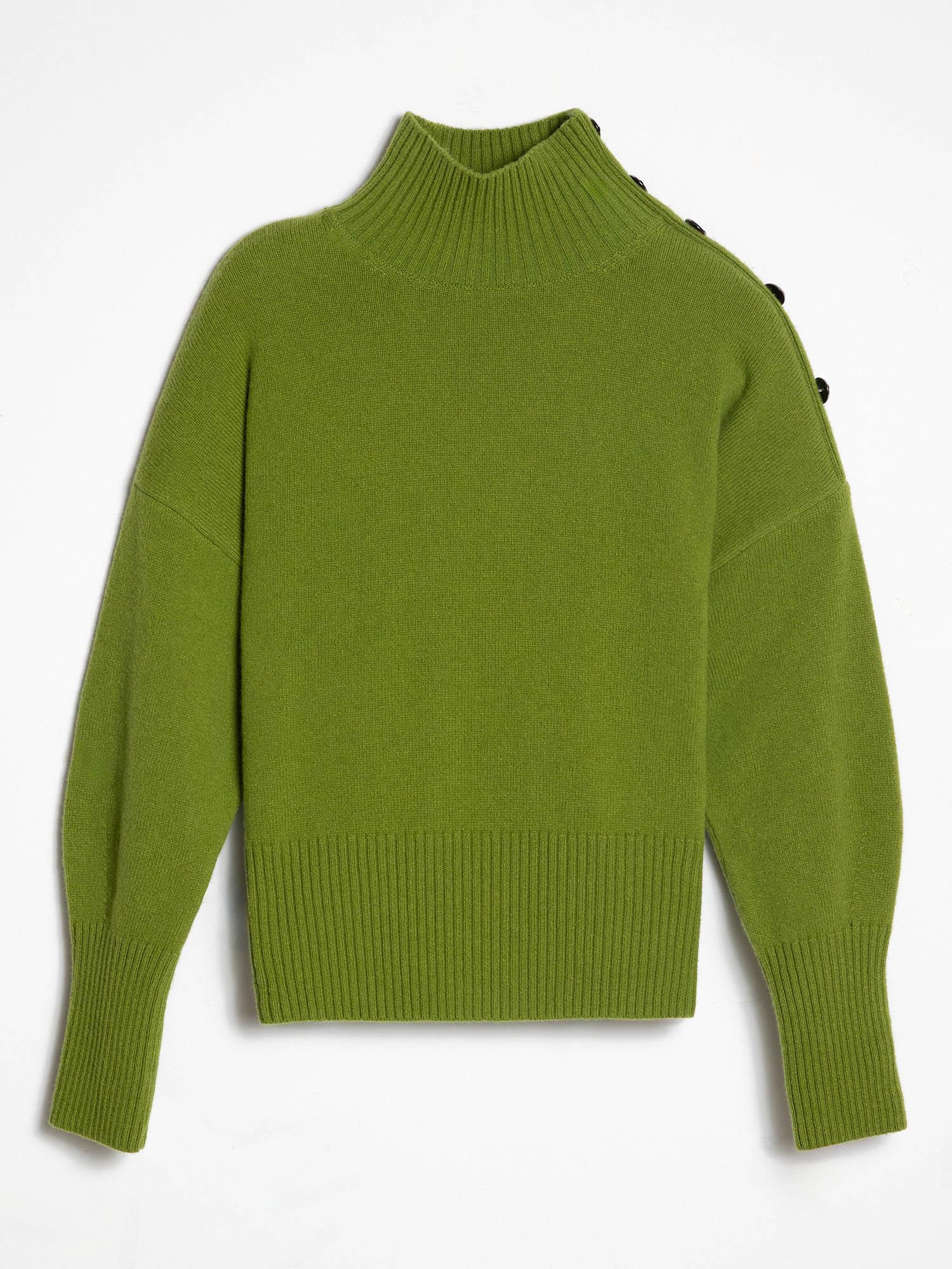 Kaşmir ve Yün Karışımlı Balıkçı Yaka Düğme Detaylı Kazak