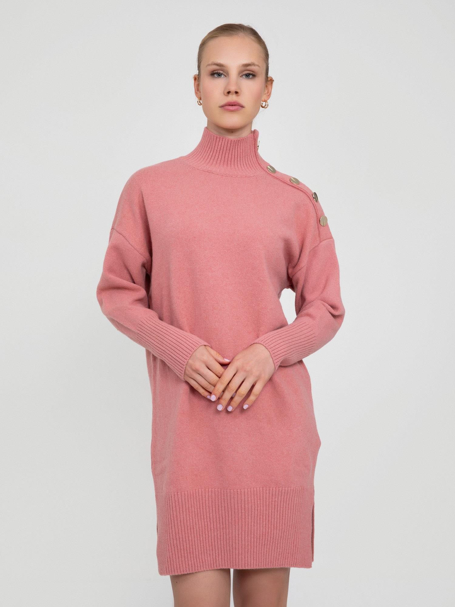 Kaşmir ve Yün Karışımlı Balıkçı Yaka Elbise