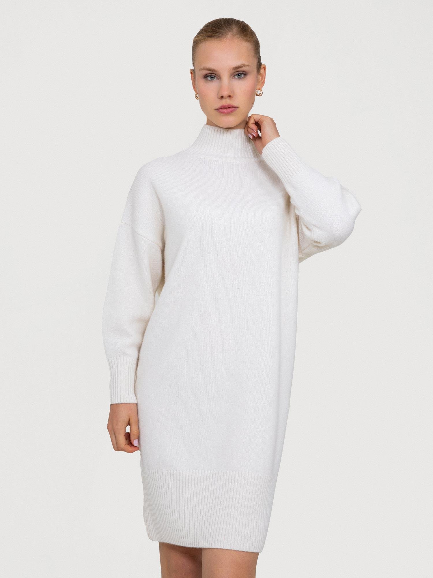 Kaşmir ve Yün Karışımlı Balıkçı Yaka Elbise