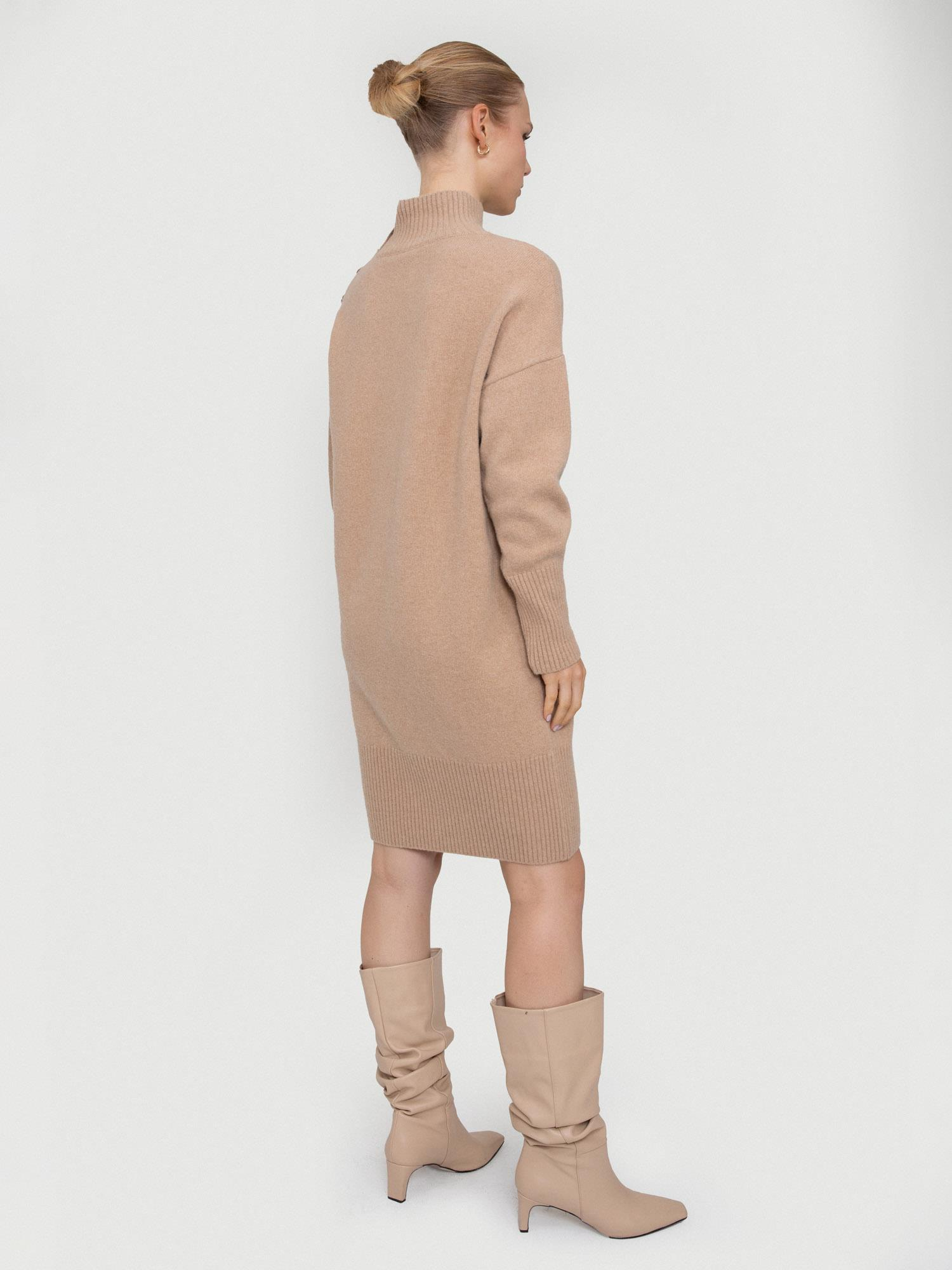 Kaşmir ve Yün Karışımlı Balıkçı Yaka Elbise