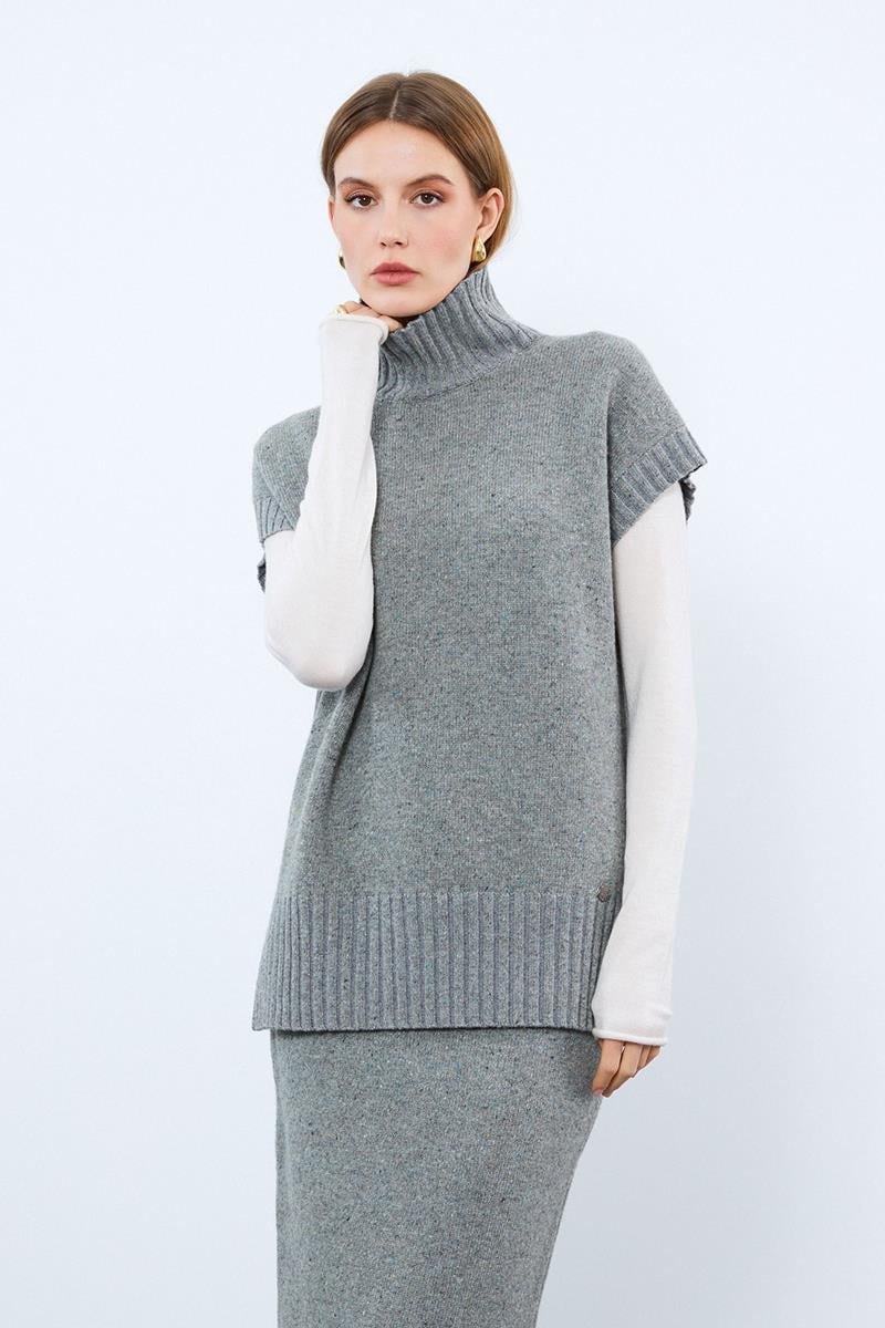 Свитер с воротником-кашне из кашемира и шерсти