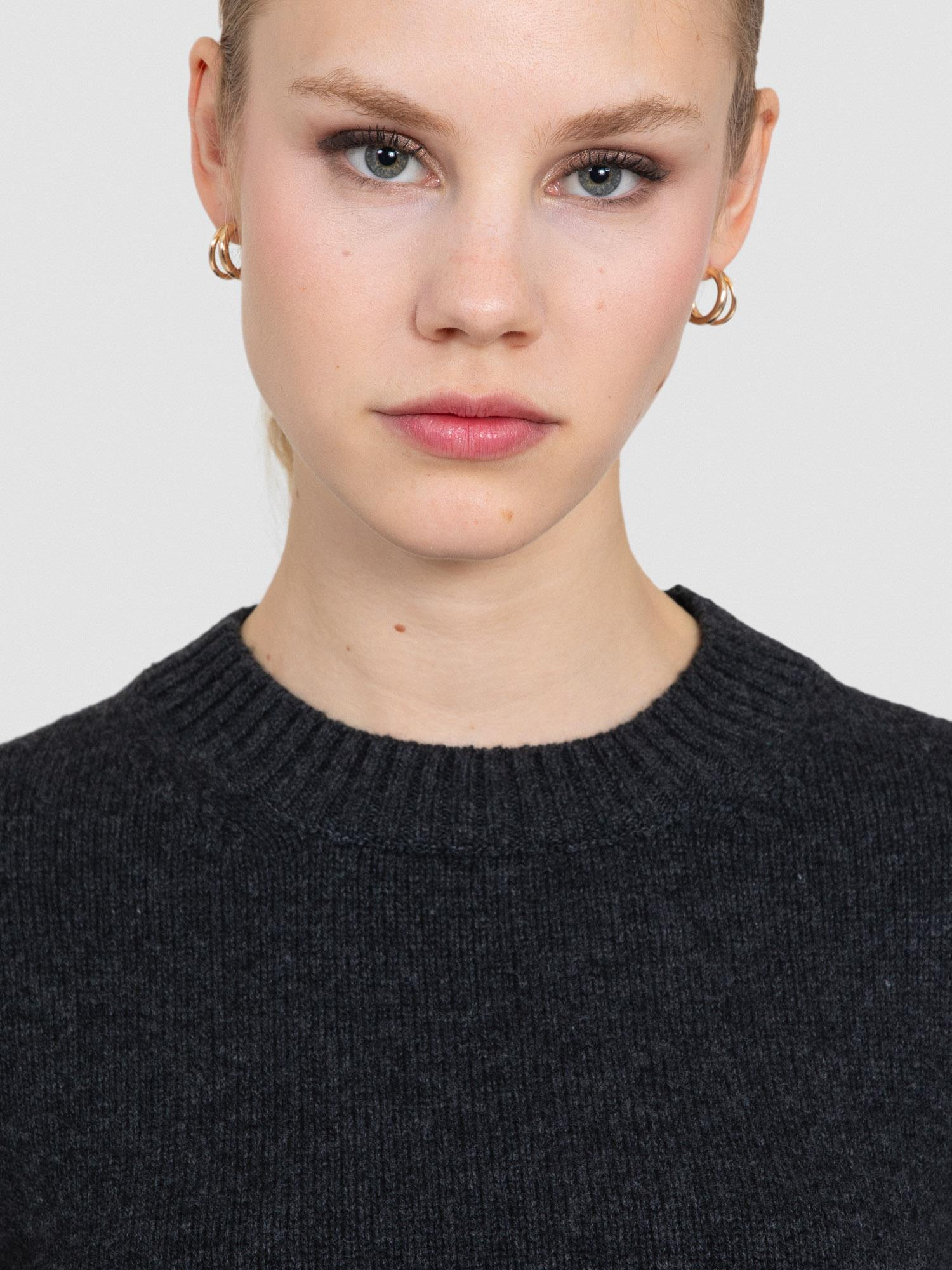 Kaşmir ve Yün Karışımlı Bisiklet Yaka Kazak