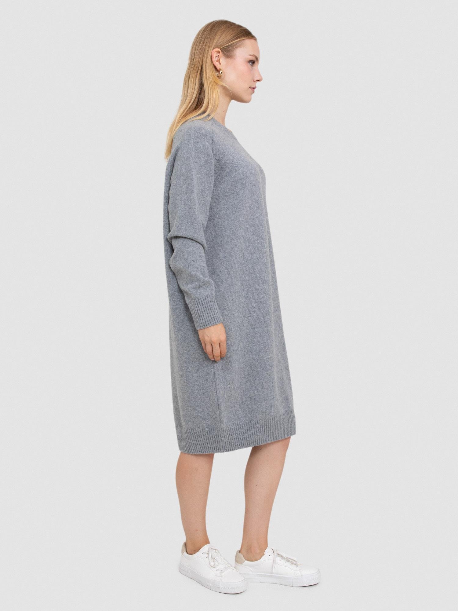 Kaşmir ve Yün Karışımlı Bisiklet Yaka Elbise