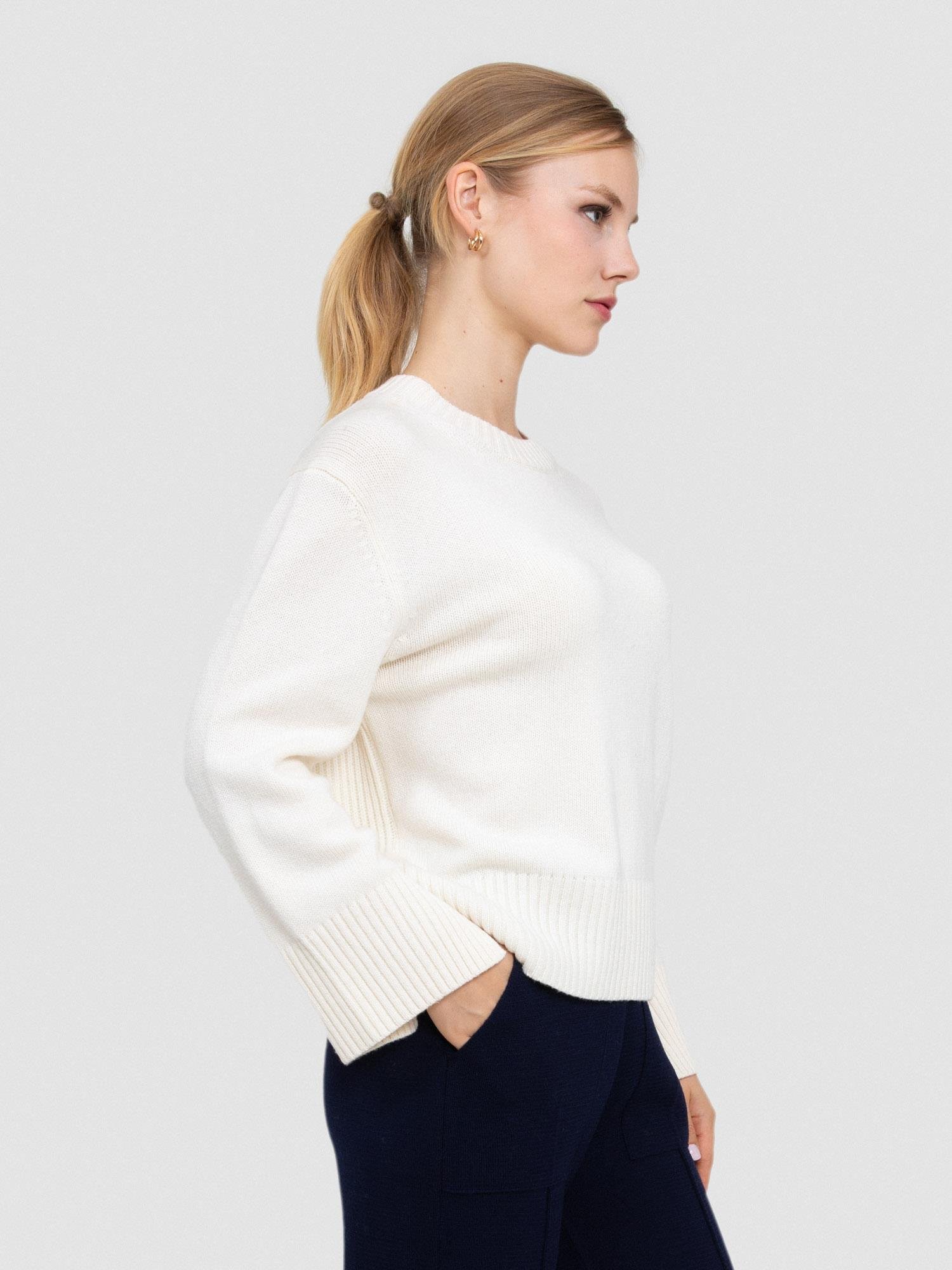 Kaşmir ve Yün Karışımlı Bisiklet Yaka Kazak