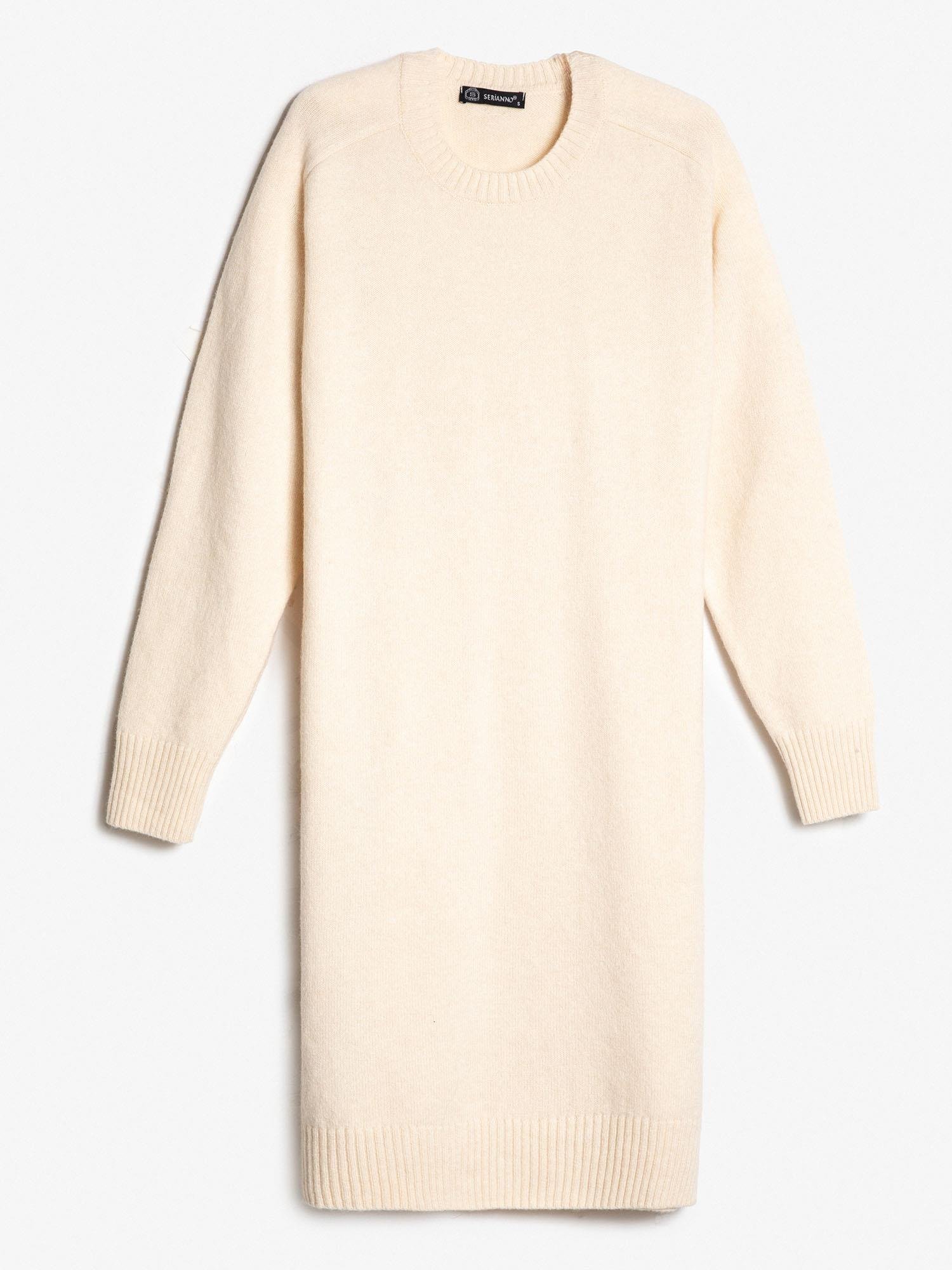 Kaşmir ve Yün Karışımlı Bisiklet Yaka Elbise