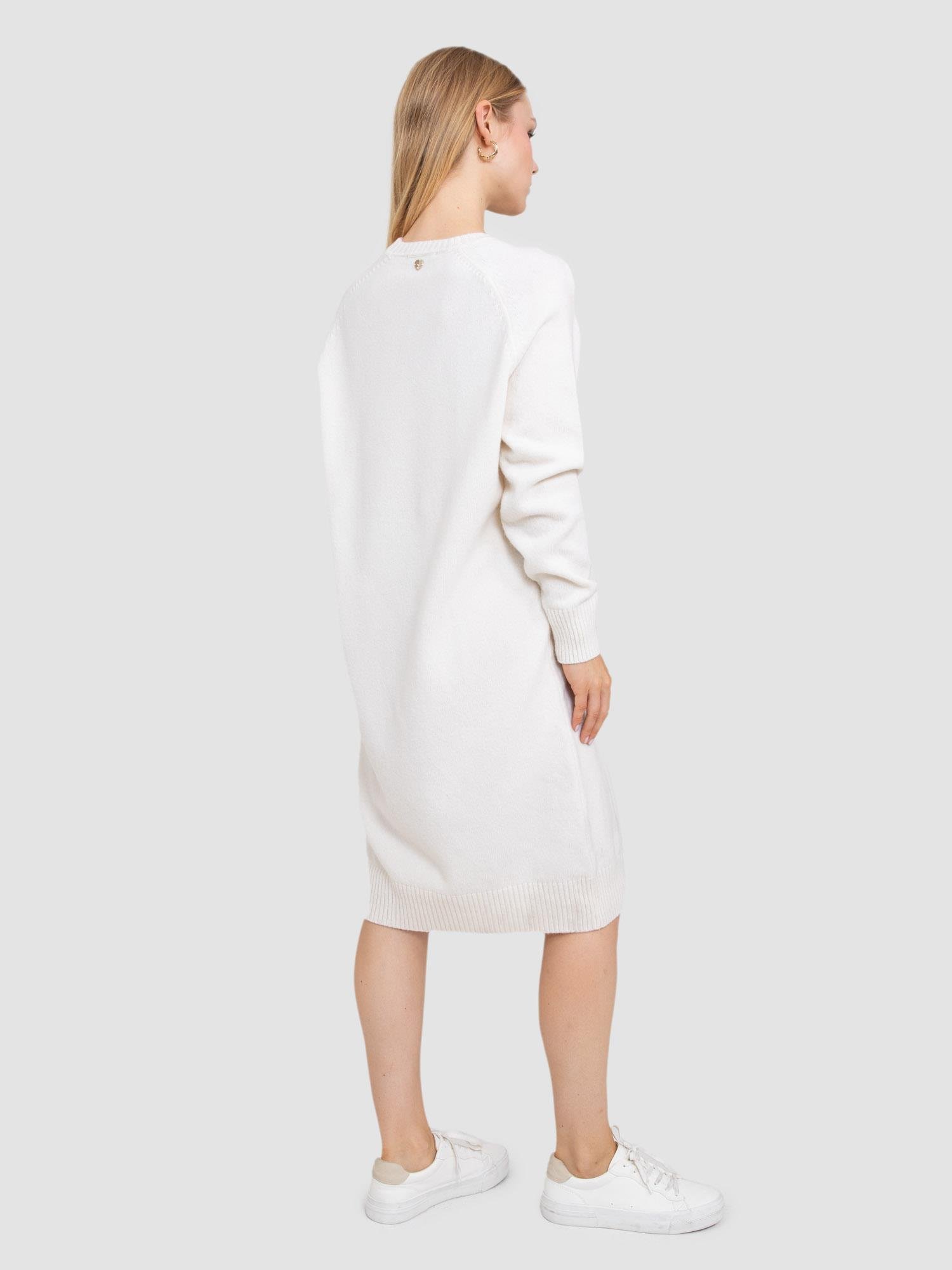 Kaşmir ve Yün Karışımlı Bisiklet Yaka Elbise