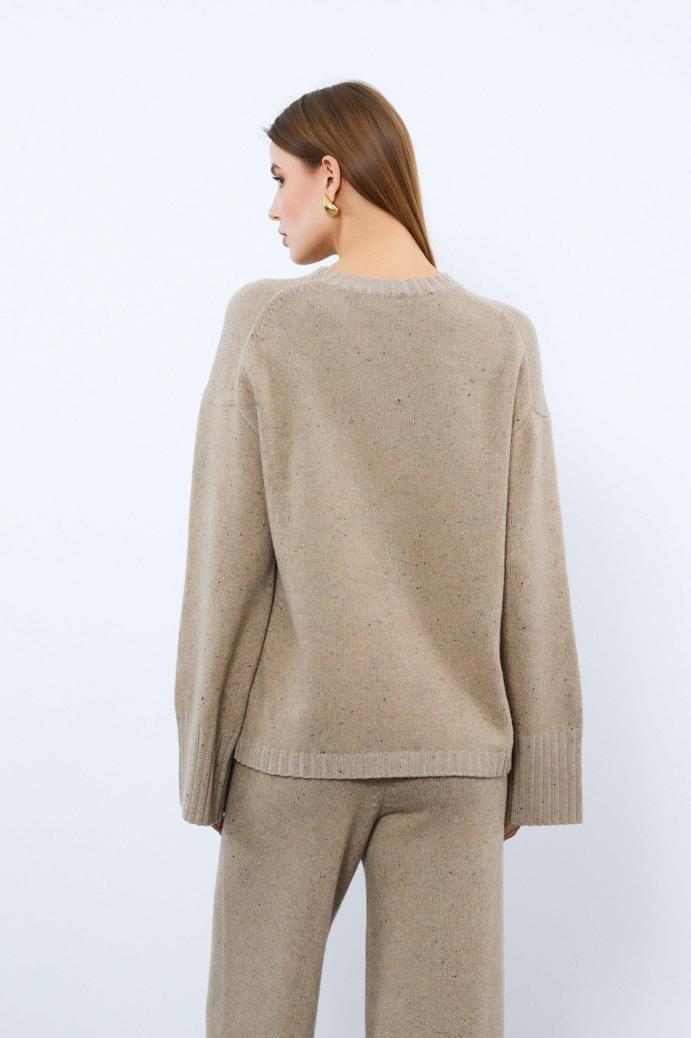 Kaşmir ve Yün Karışımlı Bisiklet Yaka Kazak