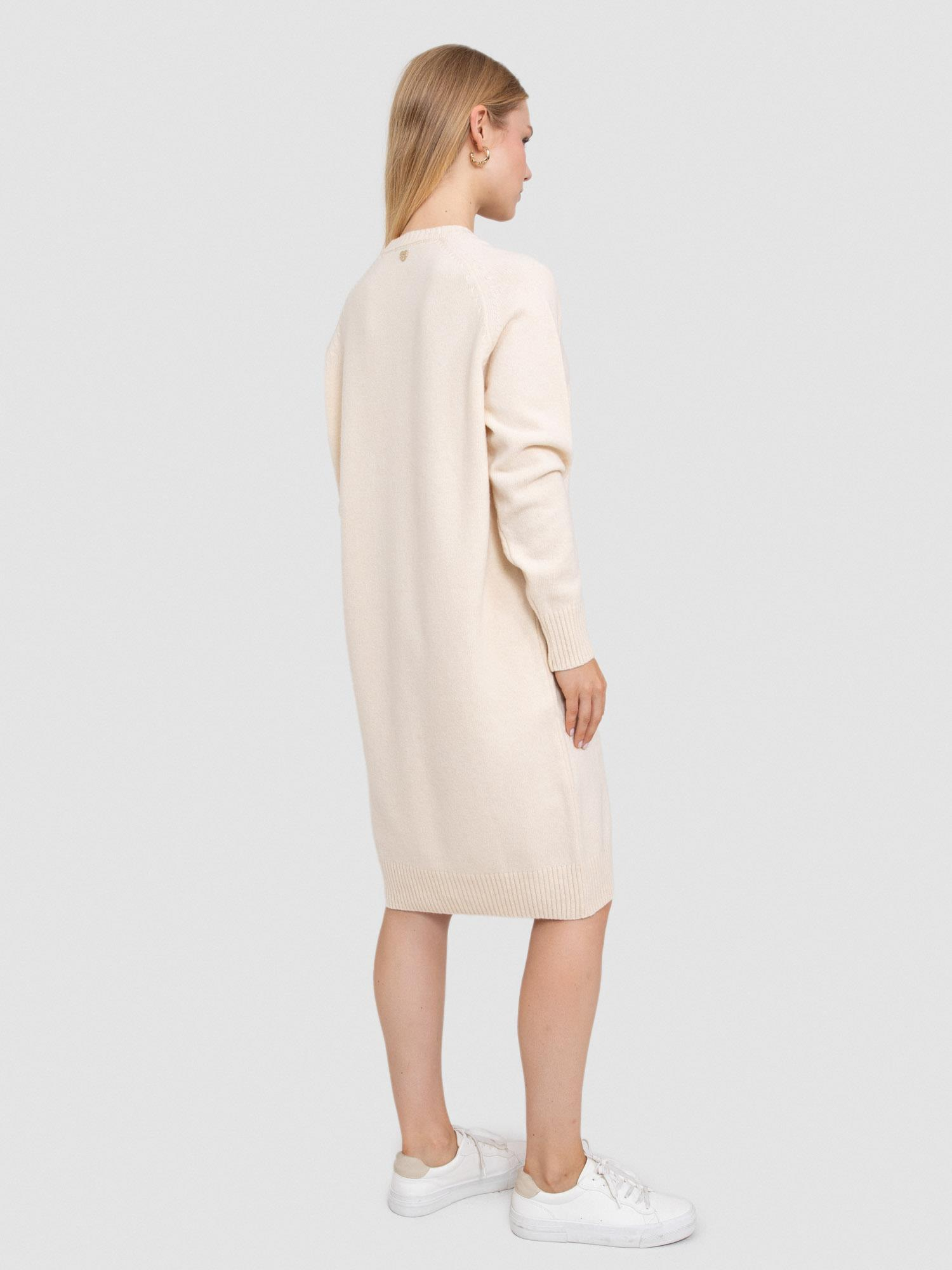 Kaşmir ve Yün Karışımlı Bisiklet Yaka Elbise