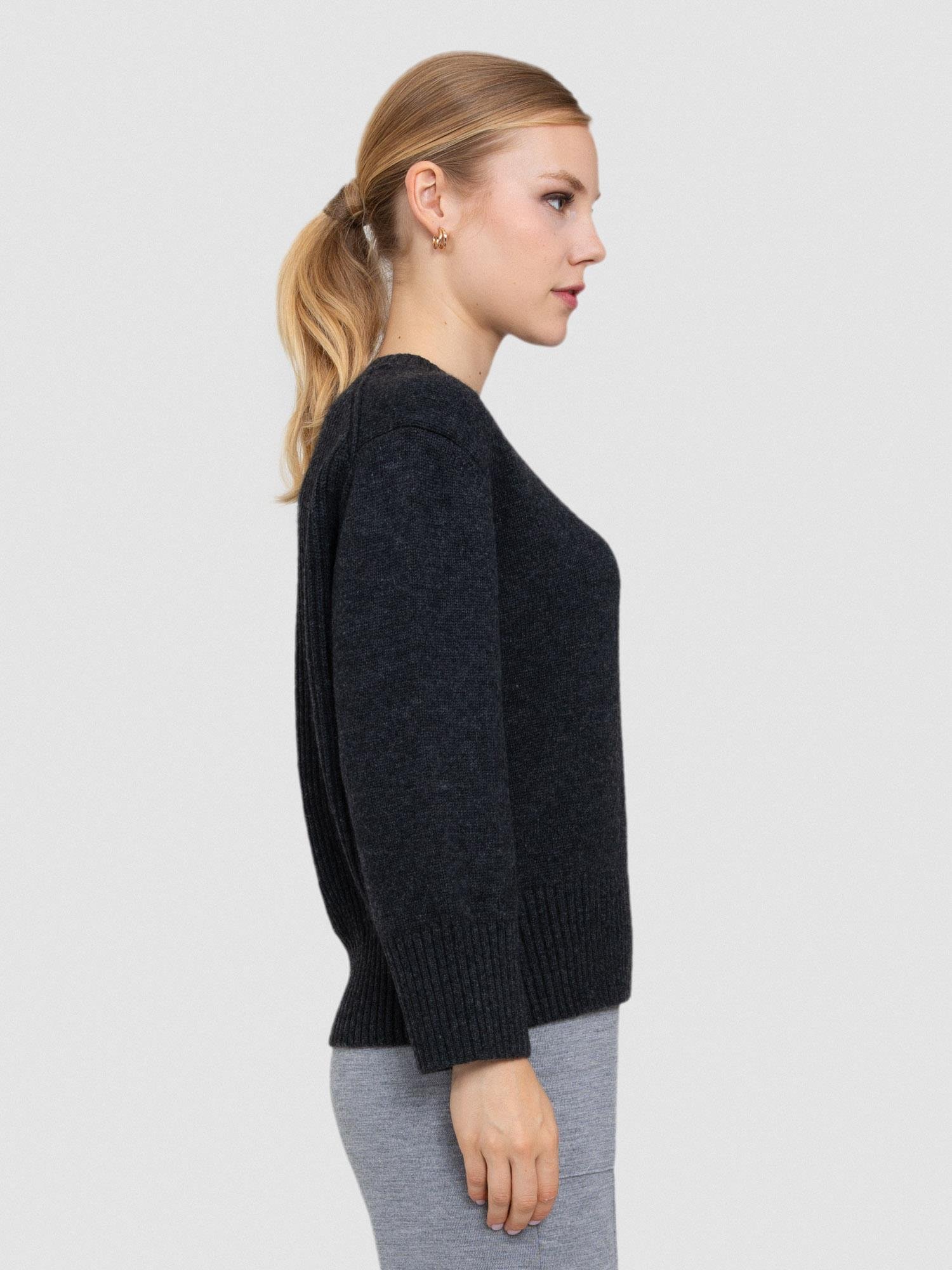 Kaşmir ve Yün Karışımlı Bisiklet Yaka Kazak