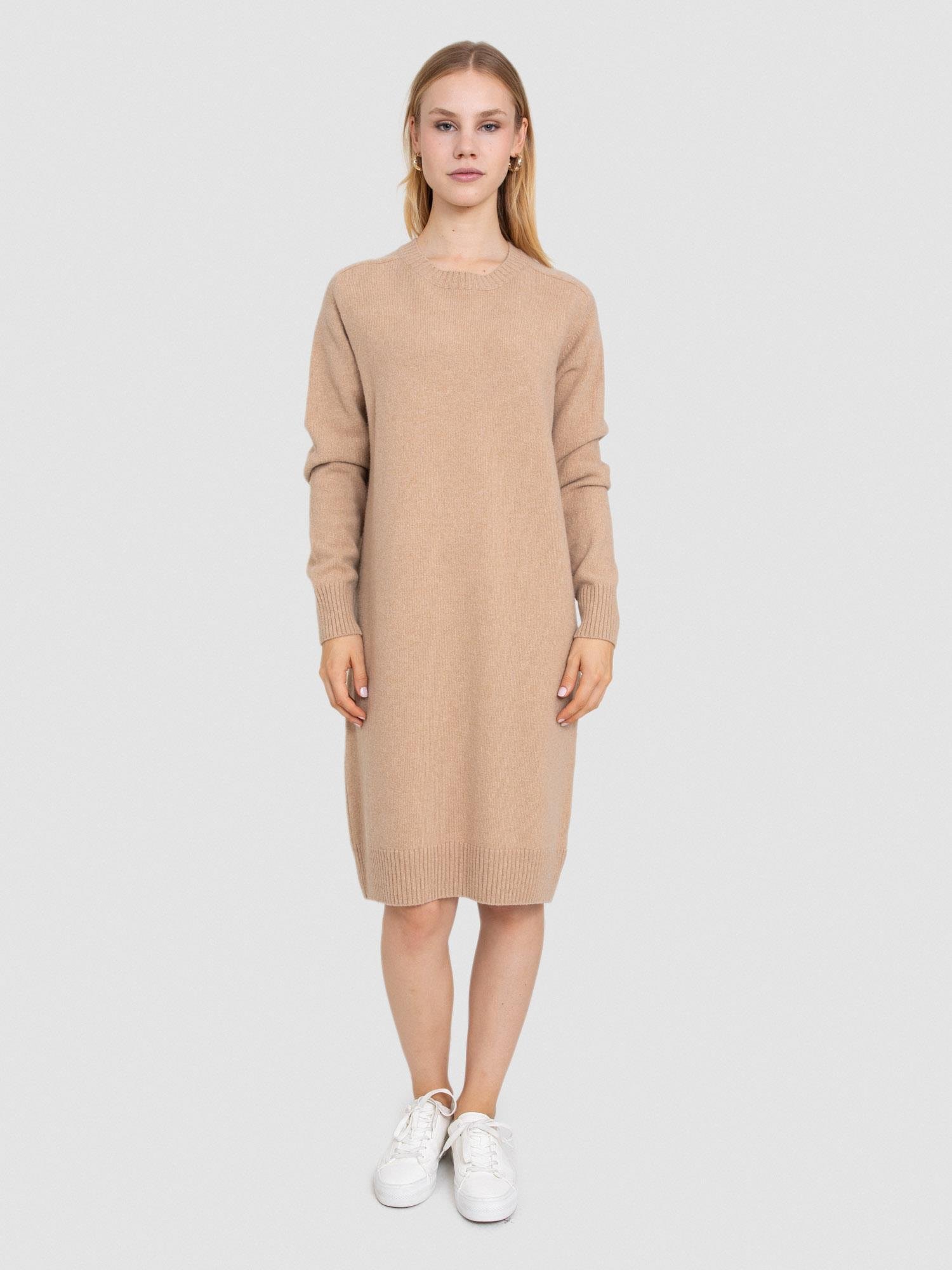 Kaşmir ve Yün Karışımlı Bisiklet Yaka Elbise