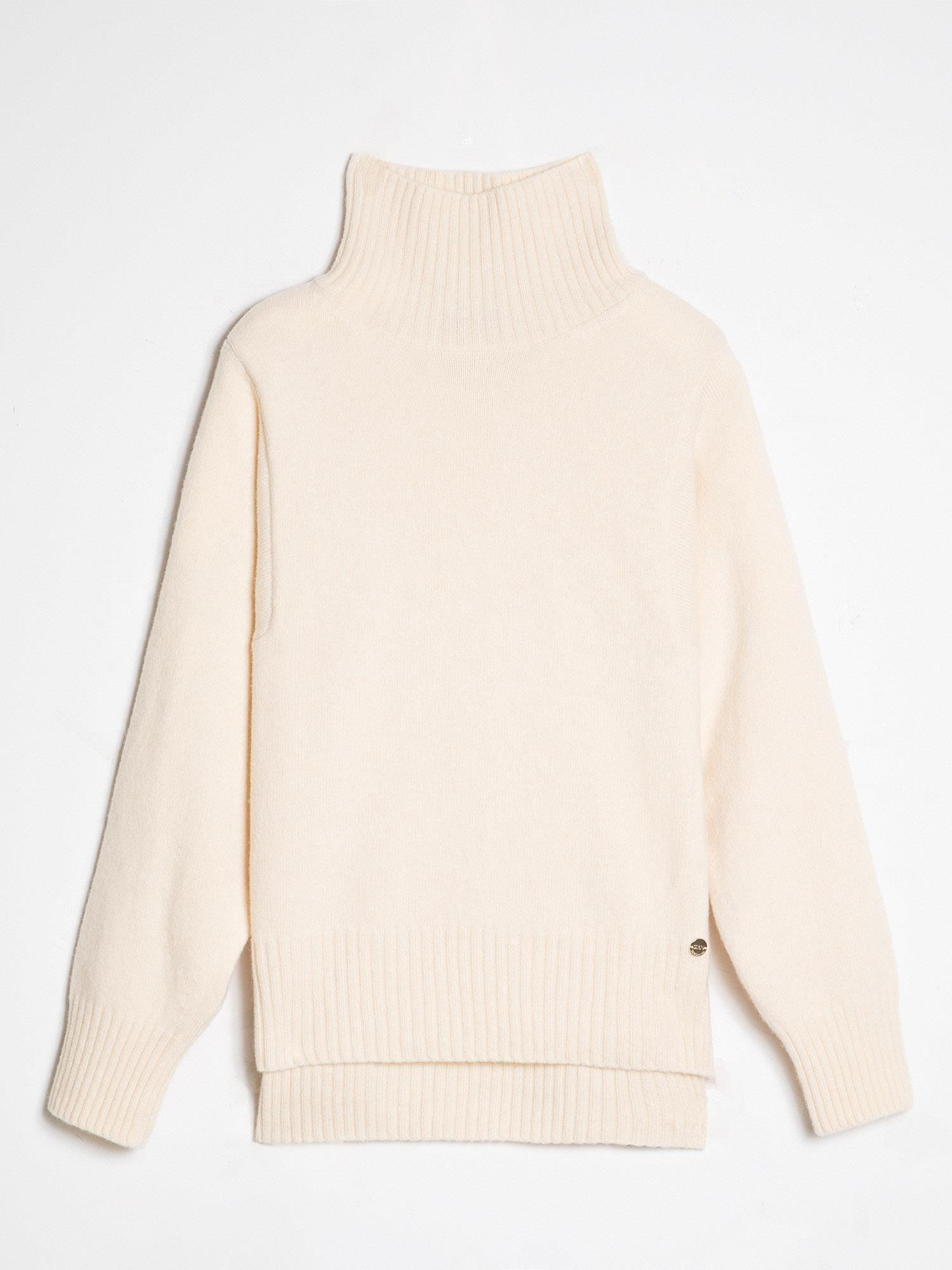 Kaşmir ve Yün Karışımlı Dik Yaka Kazak