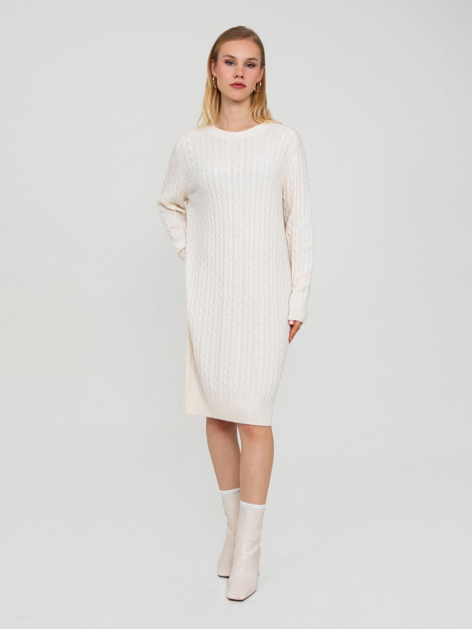 Kaşmir ve Yün Karışımlı Kablo Örgü Elbise