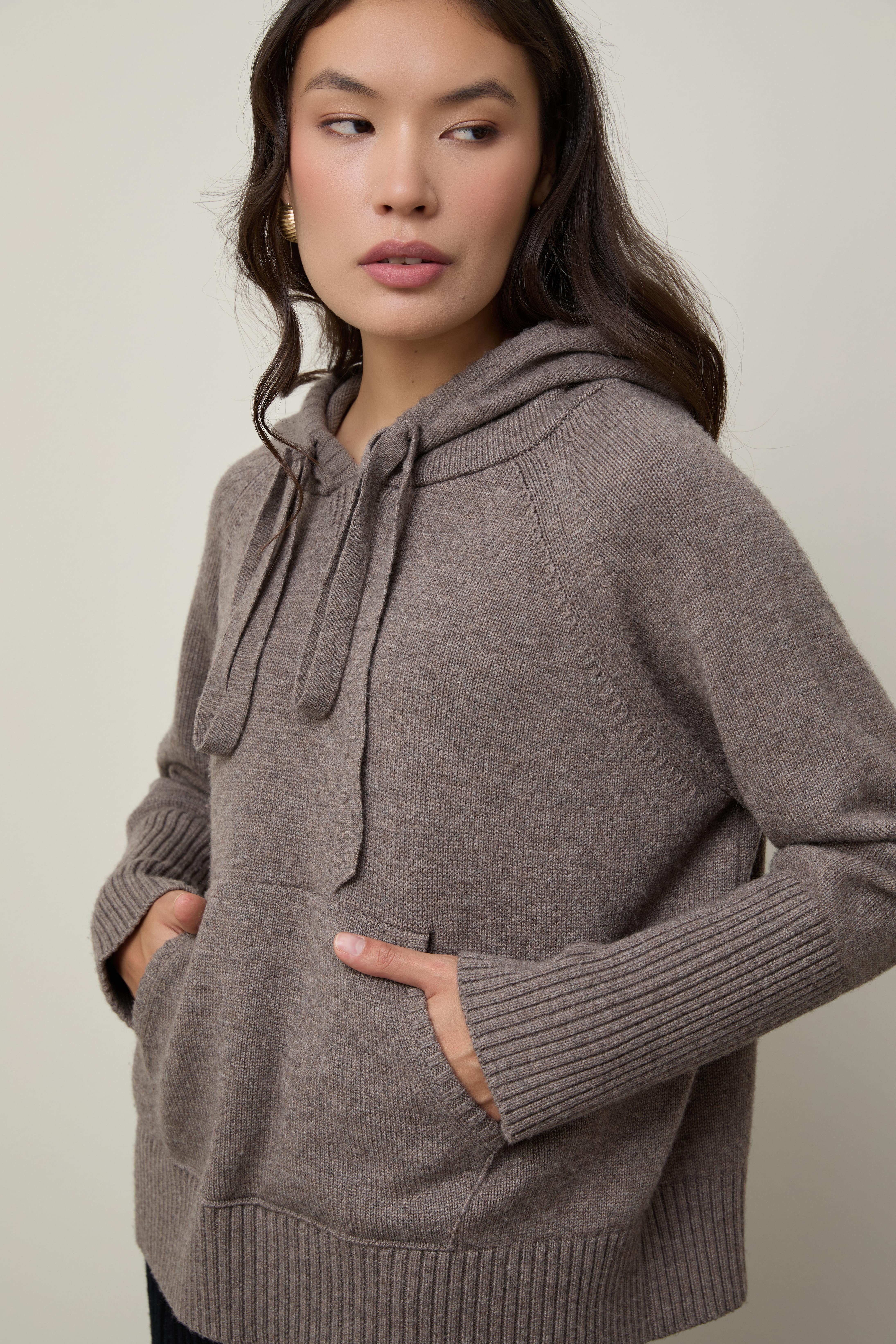 Kaşmir ve Yün Karışımlı Kapüşonlu Kazak