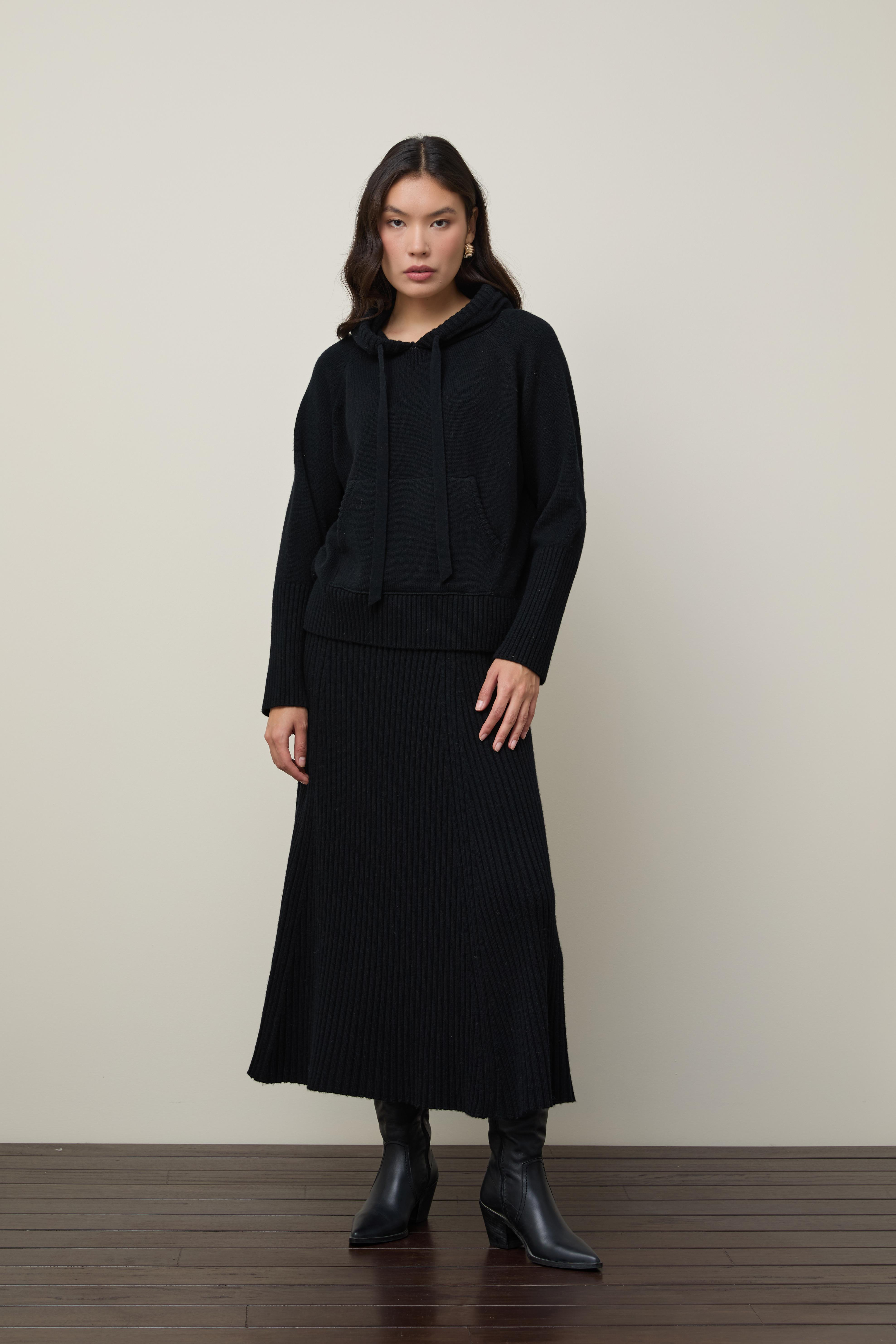 Kaşmir ve Yün Karışımlı Kapüşonlu Kazak