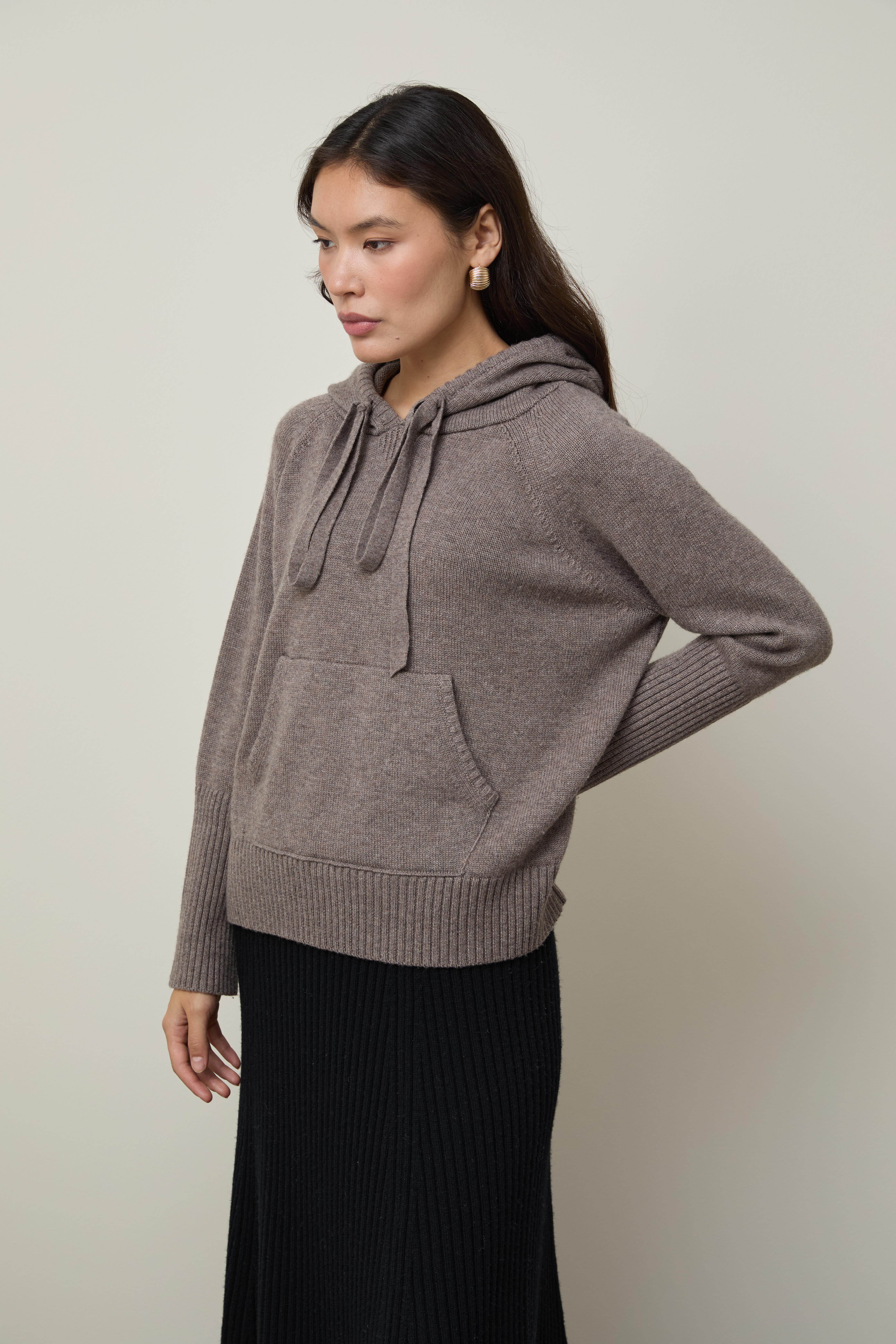 Kaşmir ve Yün Karışımlı Kapüşonlu Kazak