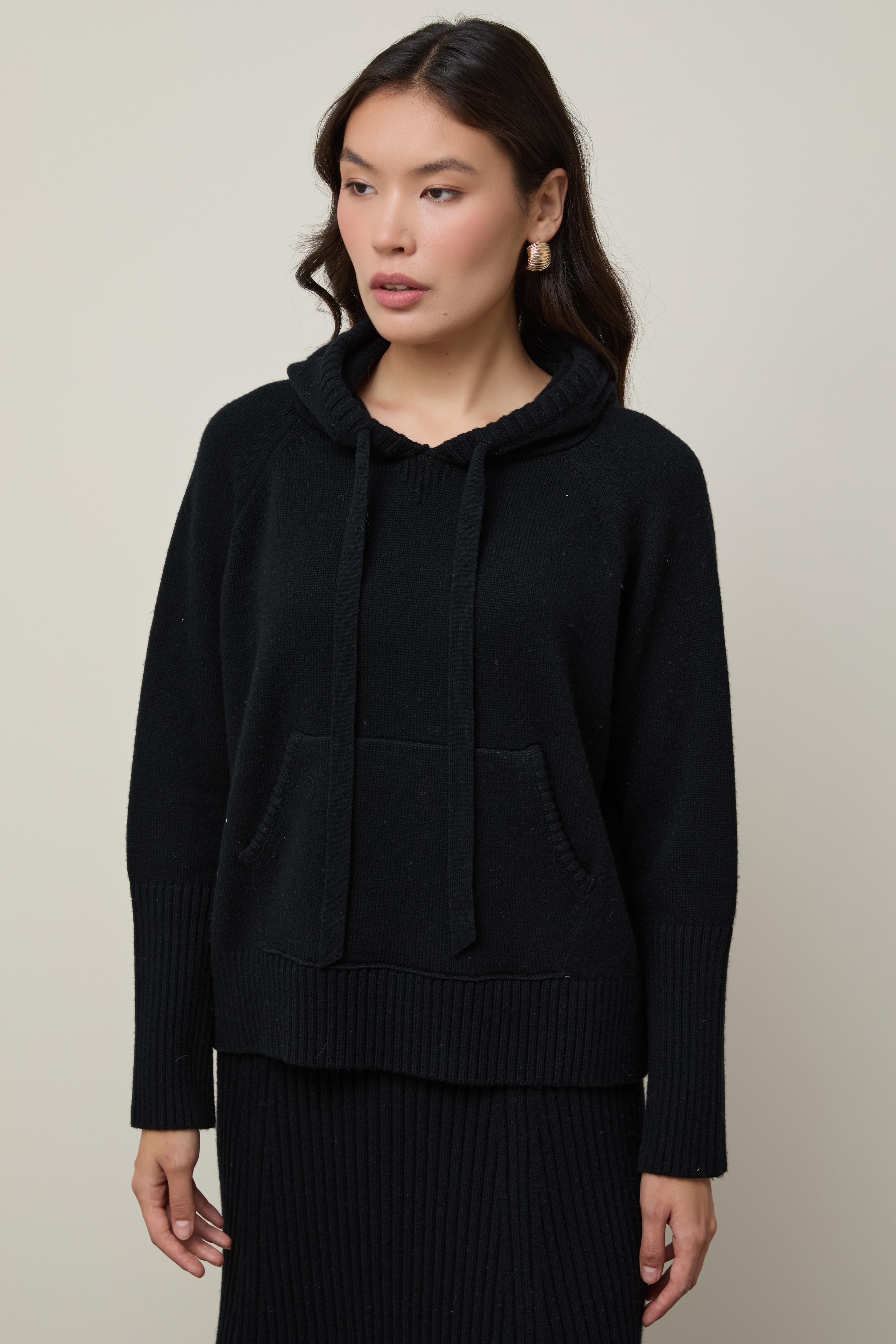 Kaşmir ve Yün Karışımlı Kapüşonlu Kazak