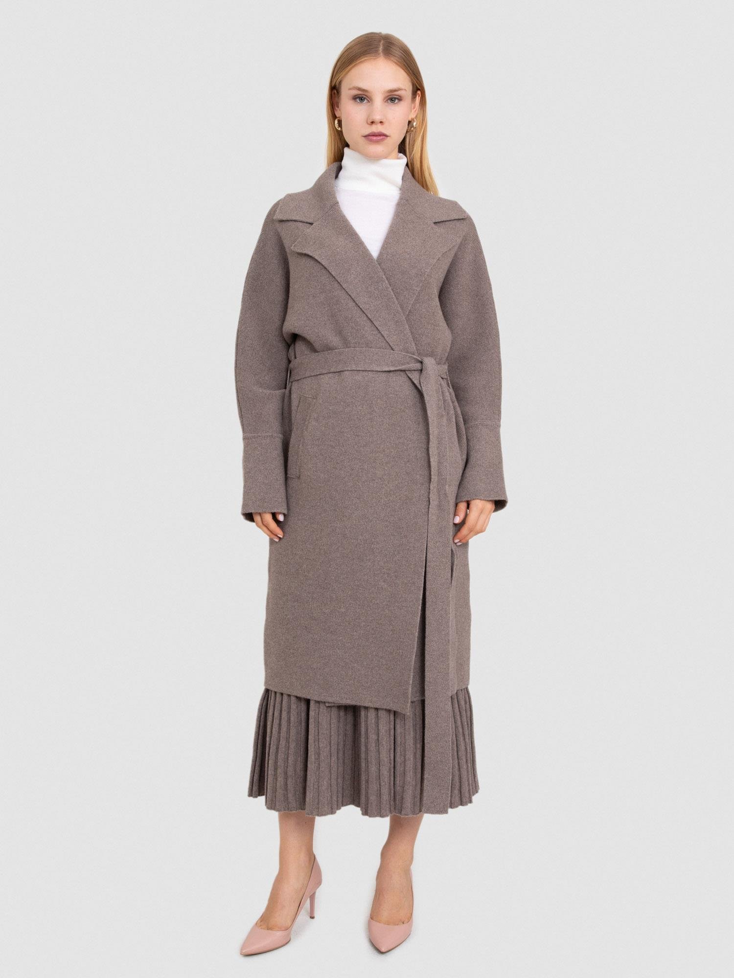 Kaşmir ve Yün Karışımlı Kuşak Detaylı Cepli Hırka