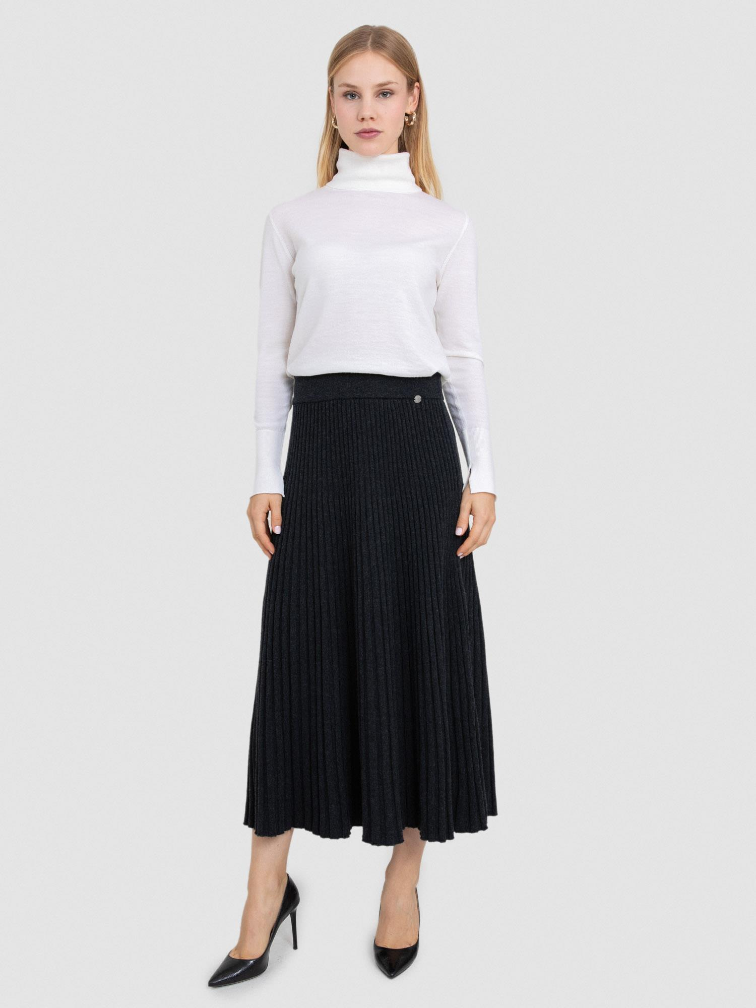 Kaşmir ve Yün Karışımlı Piliseli Etek