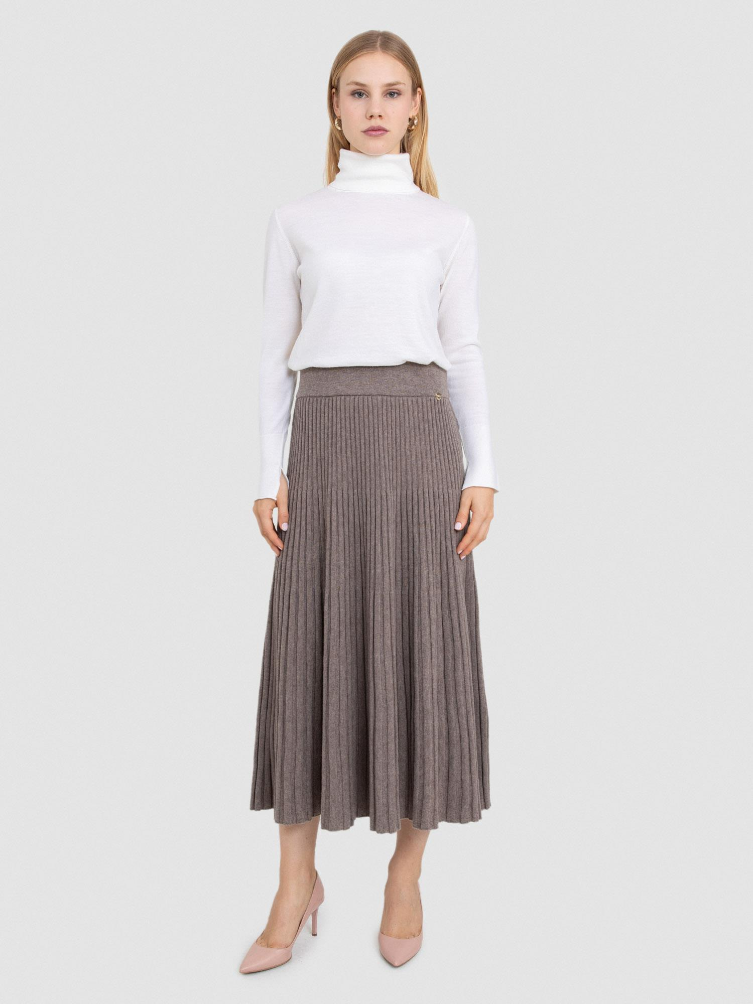 Kaşmir ve Yün Karışımlı Piliseli Etek