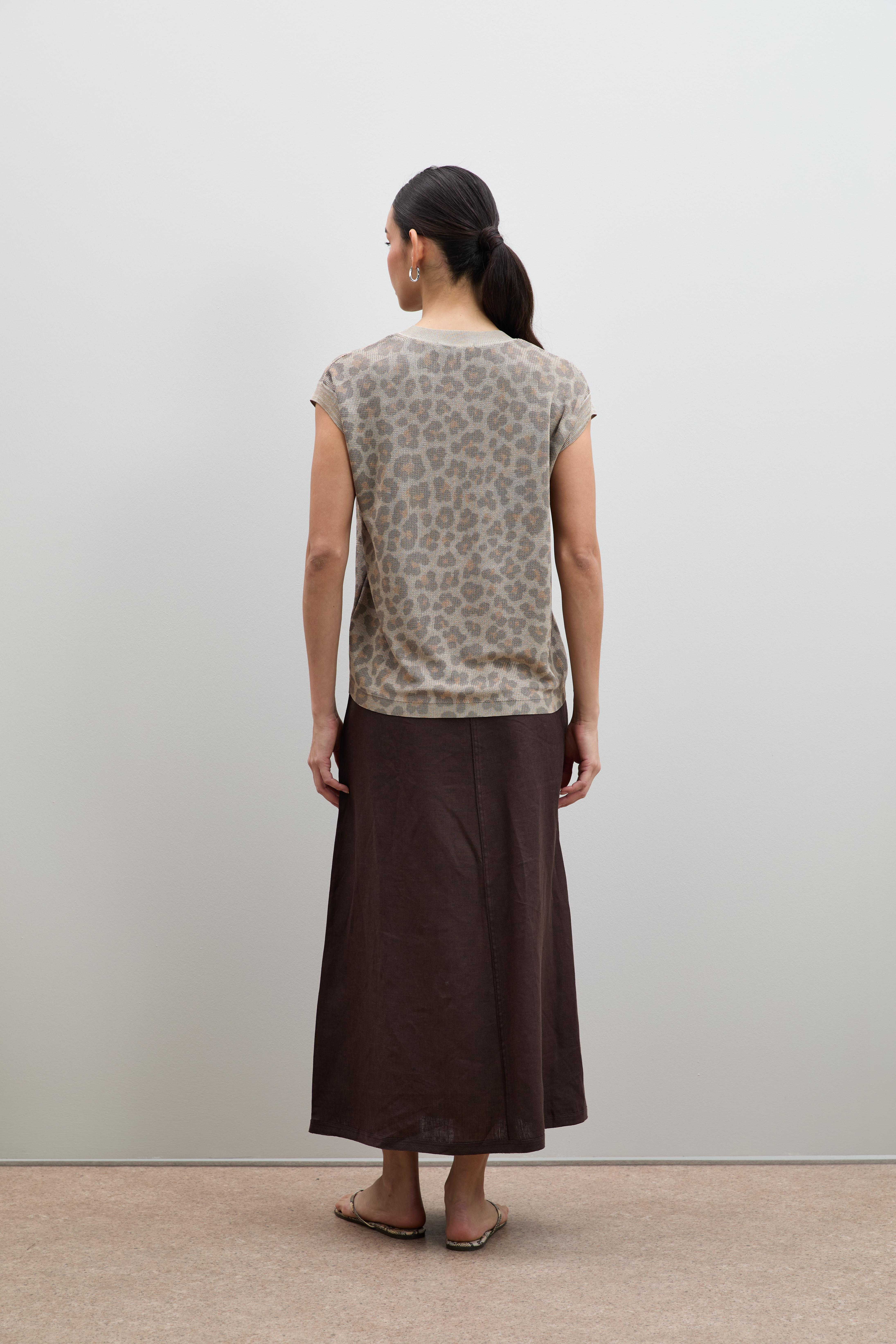 Leopar Baskılı Varak Detaylı Kazak