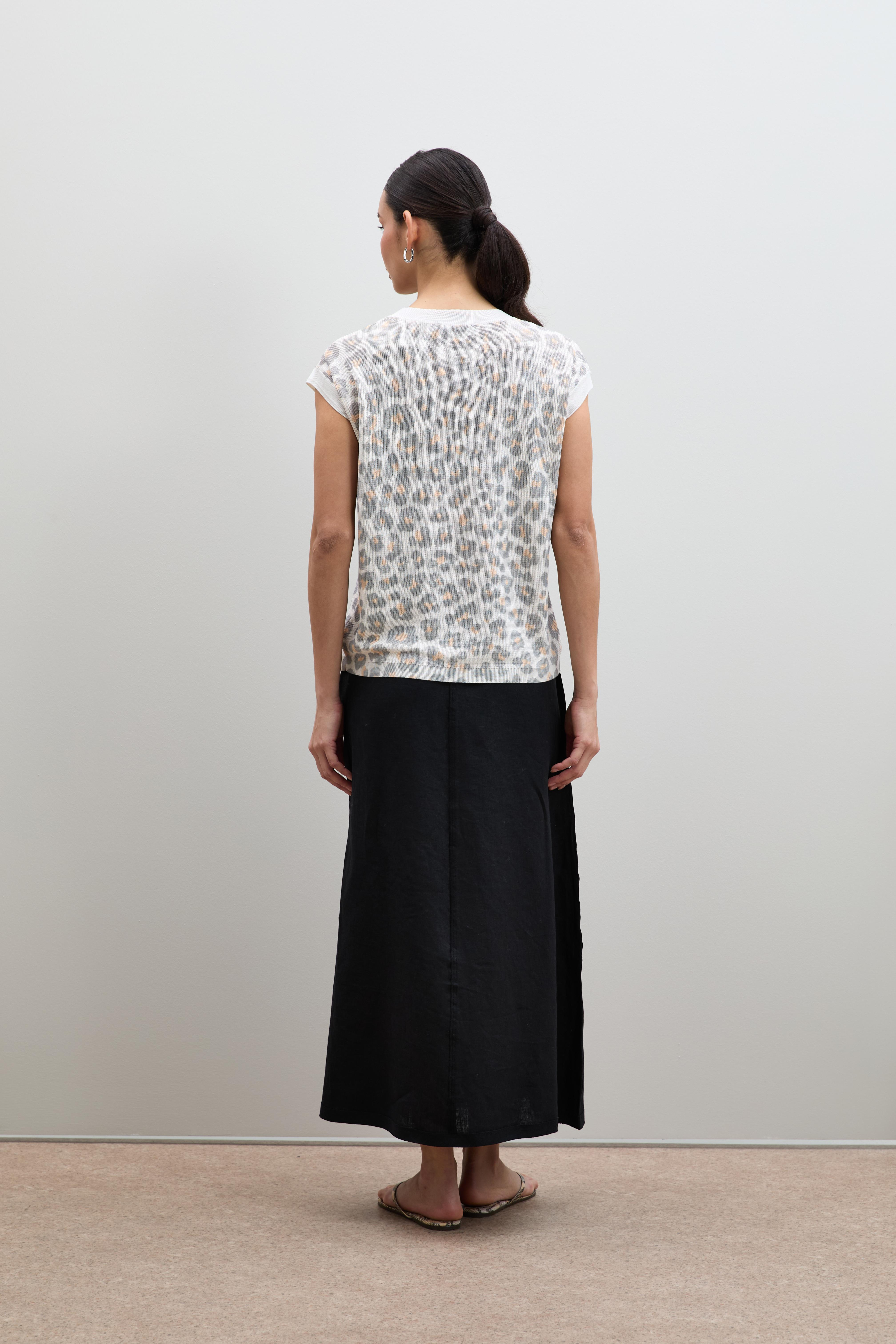 Leopar Baskılı Varak Detaylı Kazak