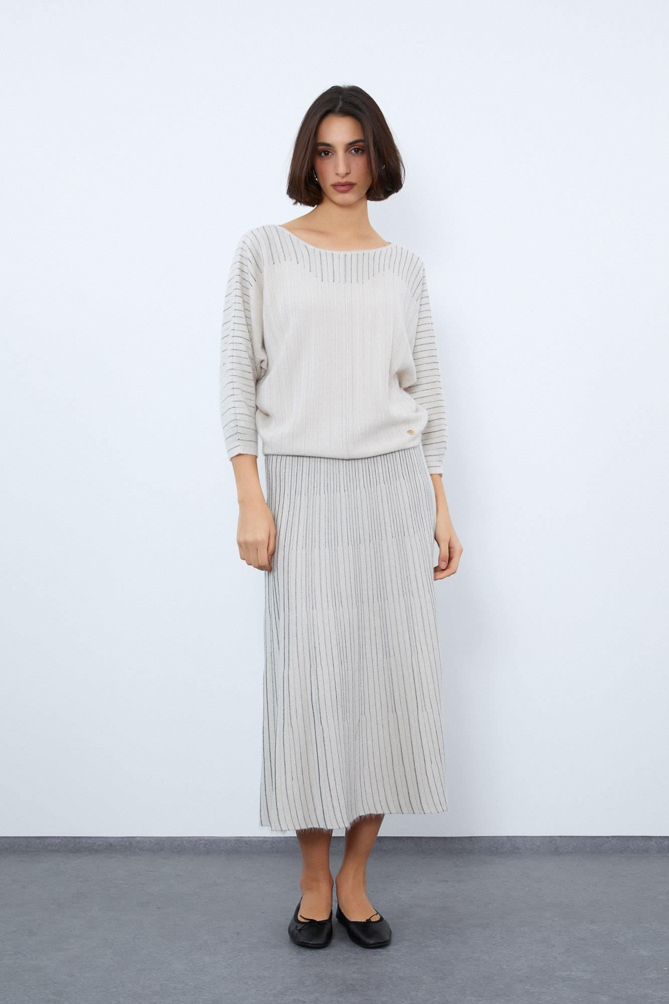 Metalik Şerit Detaylı Midi Etek