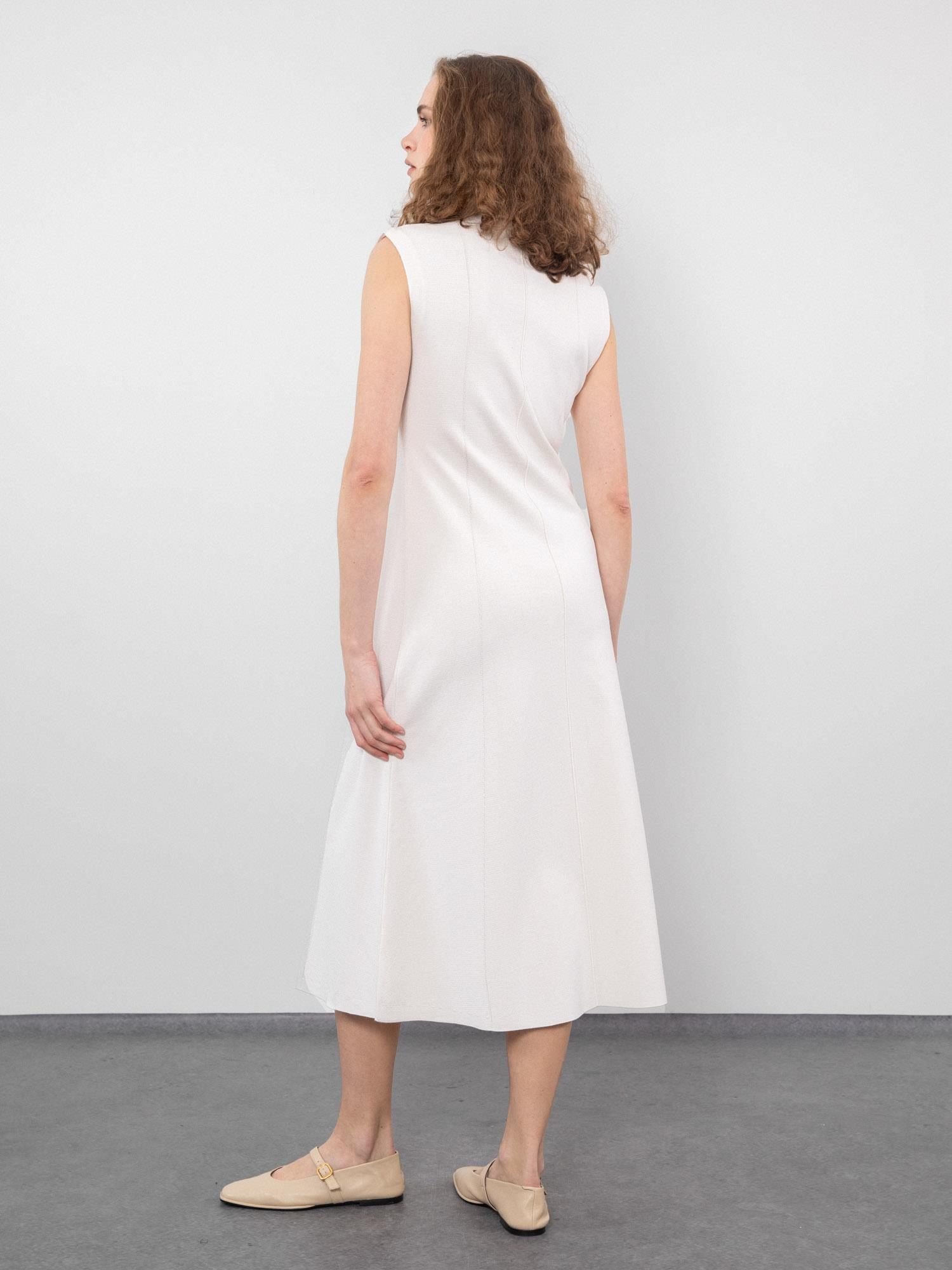 Metallik İpli V yaka Şerit Dikiş Detaylı Elbise