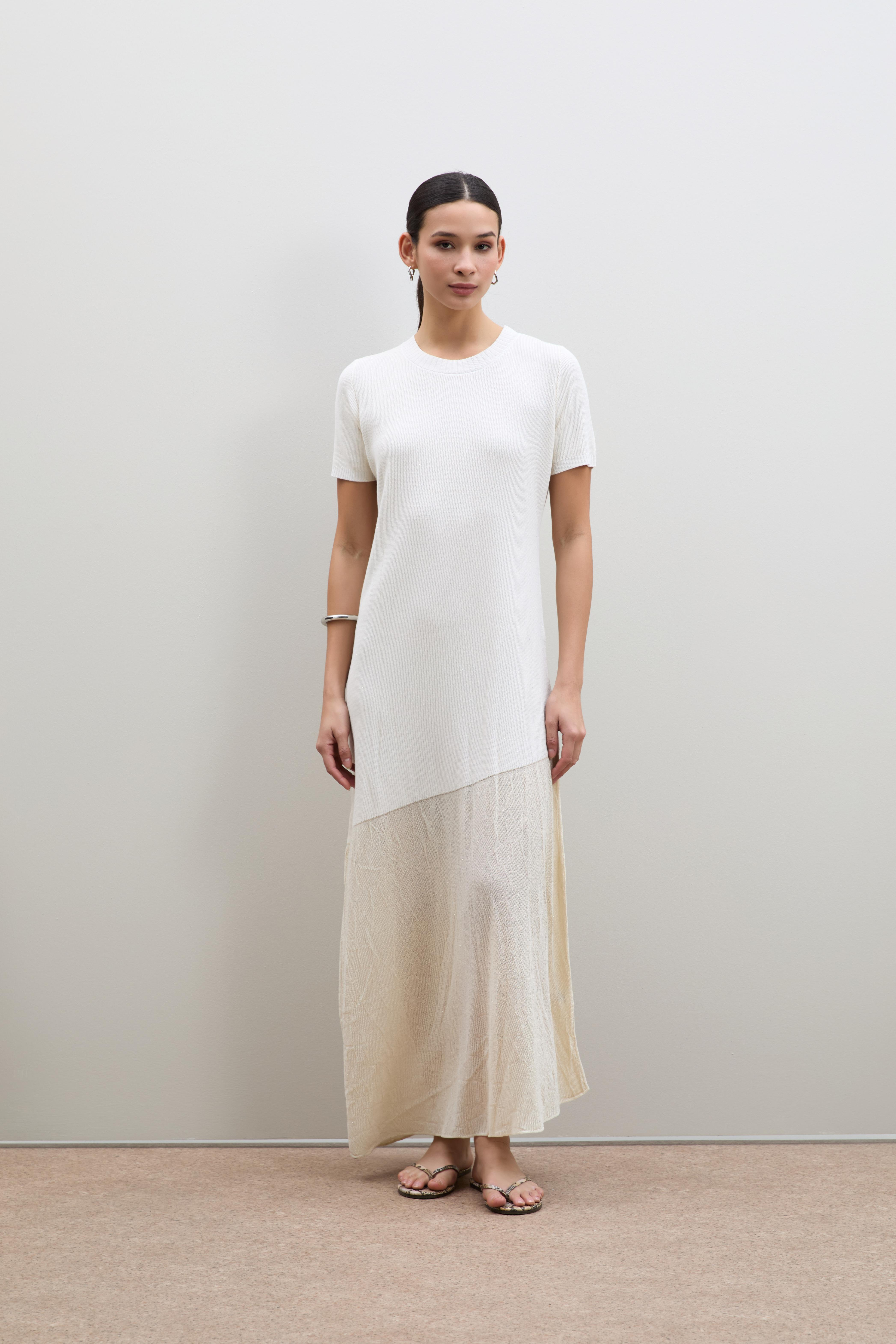 Mini Payetli Asimetrik Midi Elbise