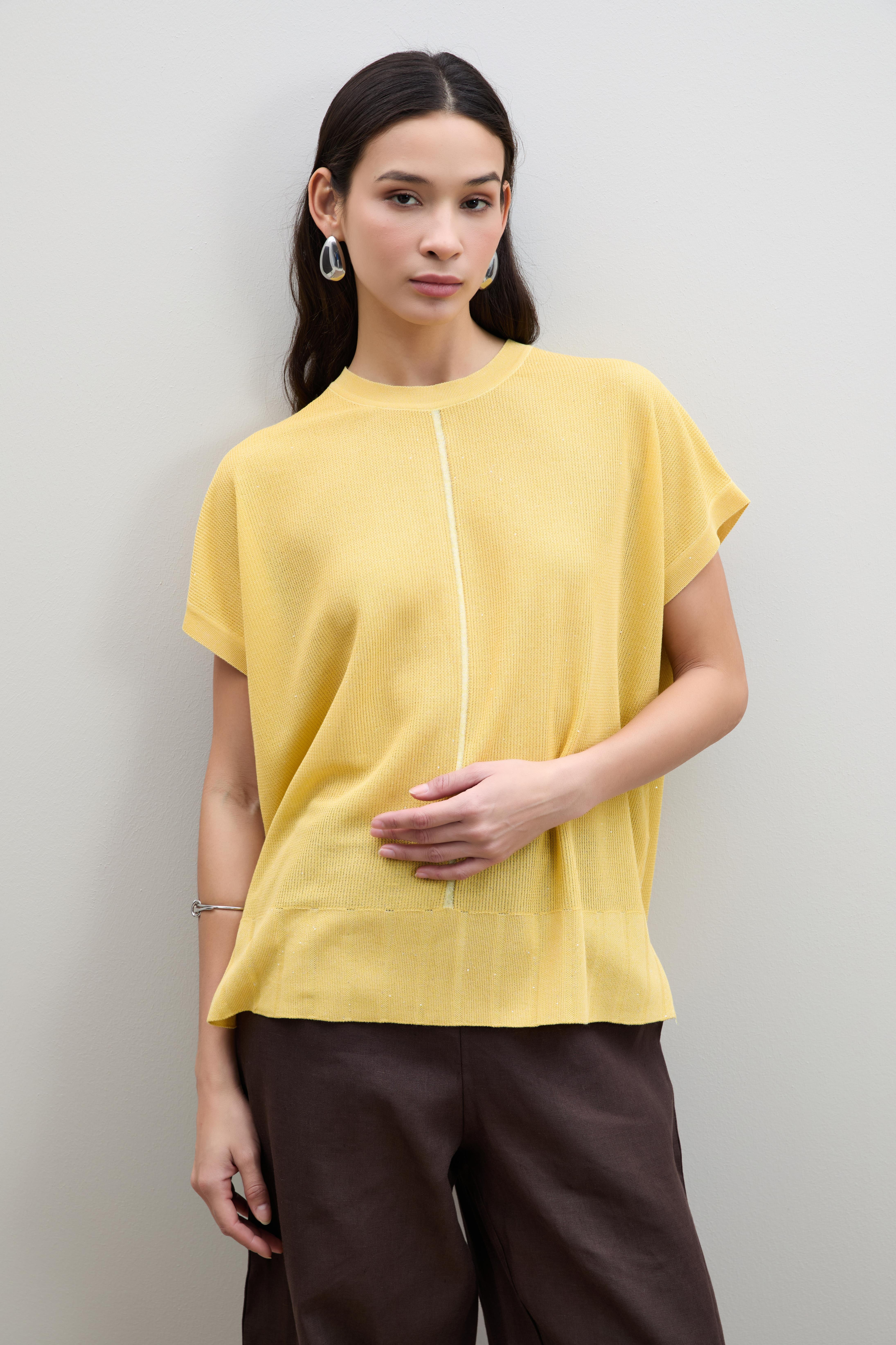 Mini Payetli Düğme Detaylı Kazak