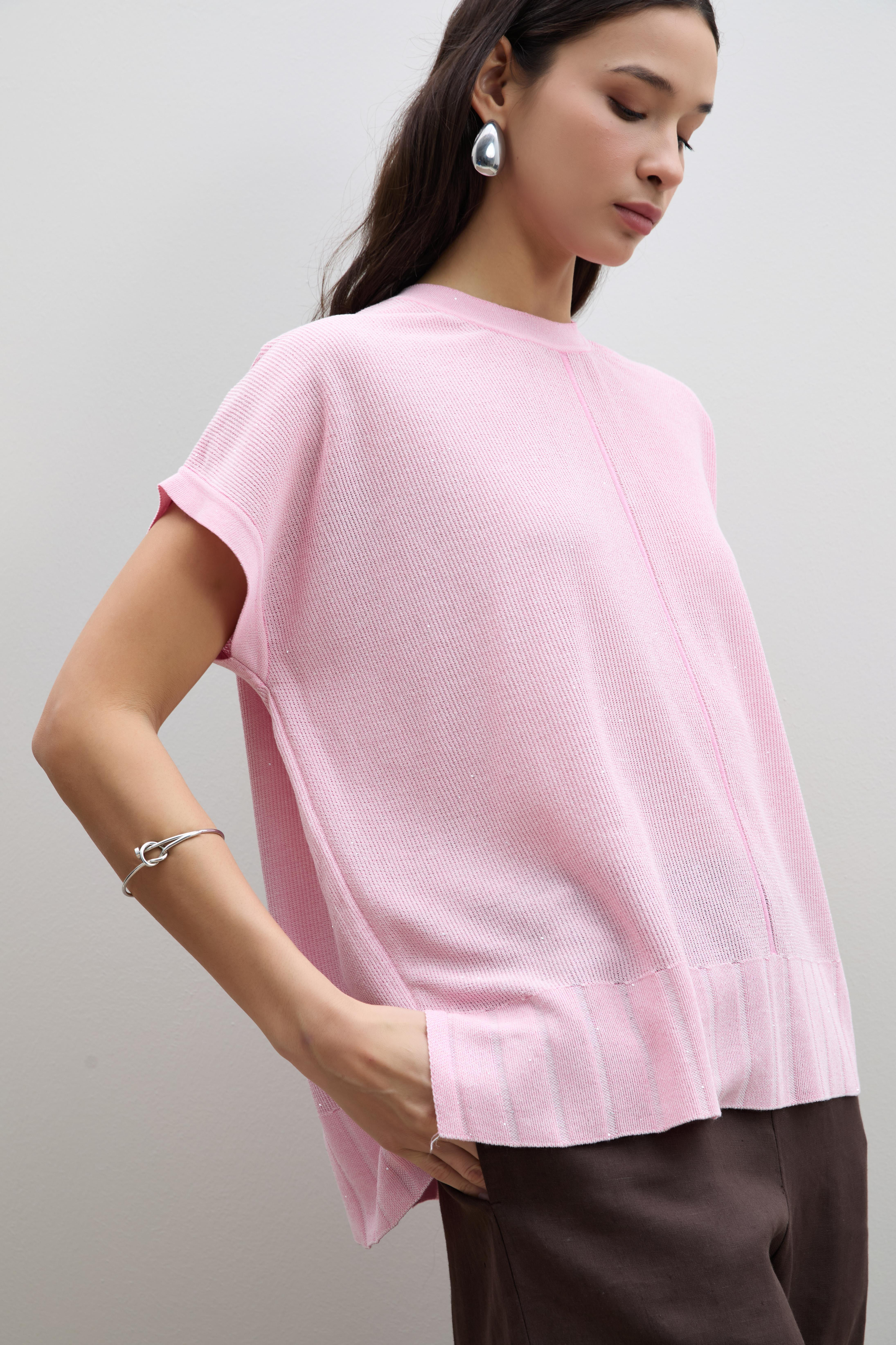 Mini Payetli Düğme Detaylı Kazak