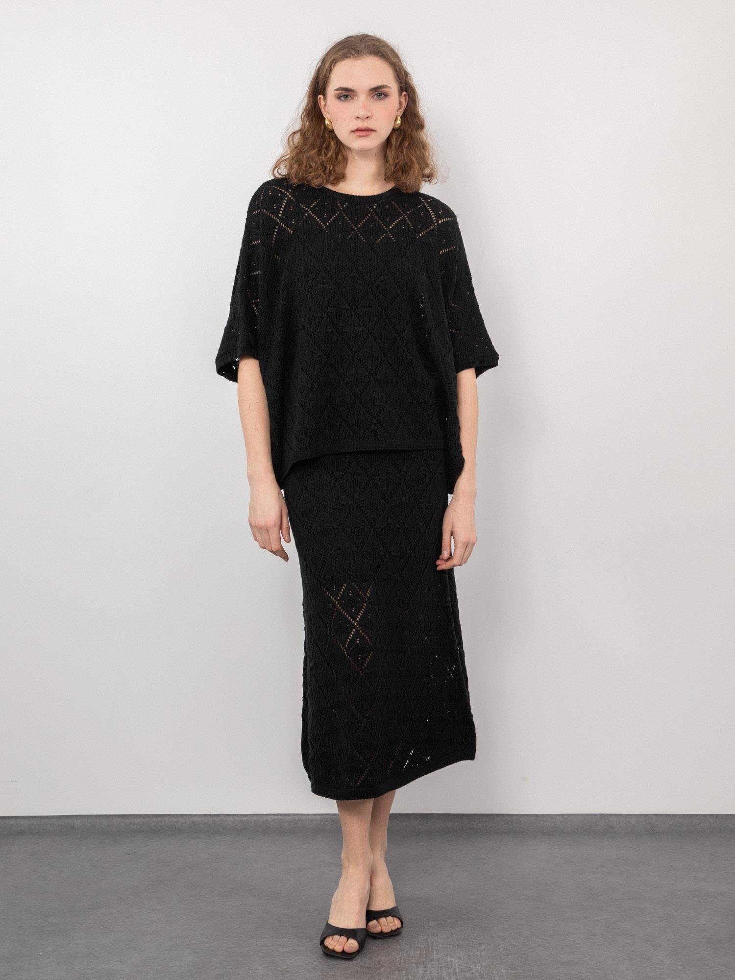 Organik Pamuk Karışımlı Ajurlu Etek