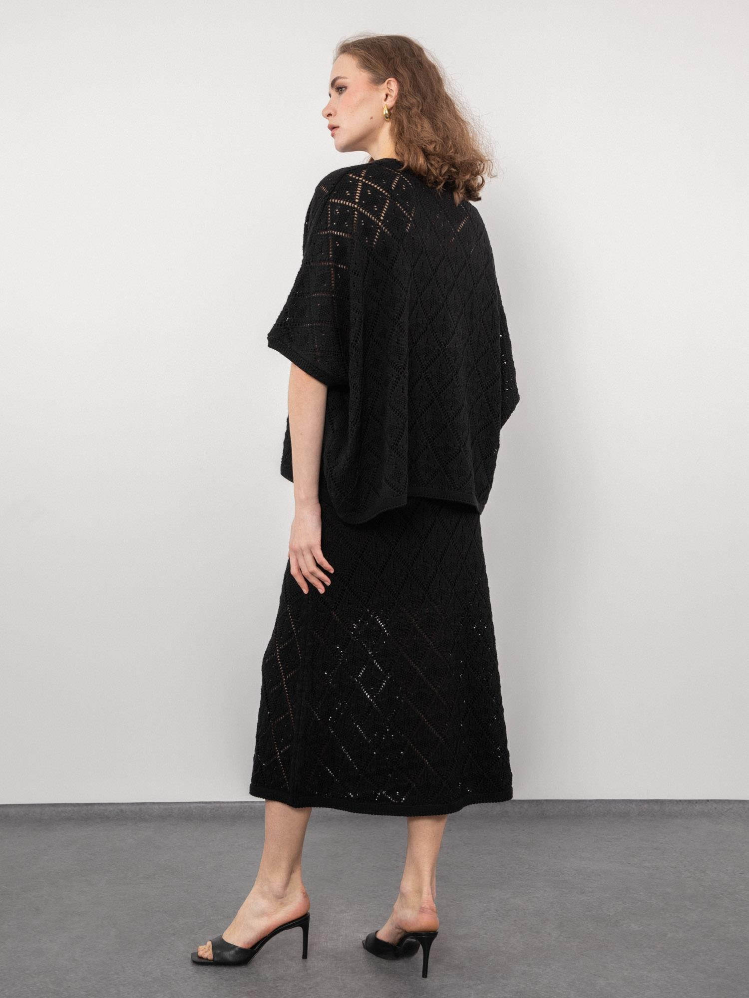 Organik Pamuk Karışımlı Ajurlu Kazak