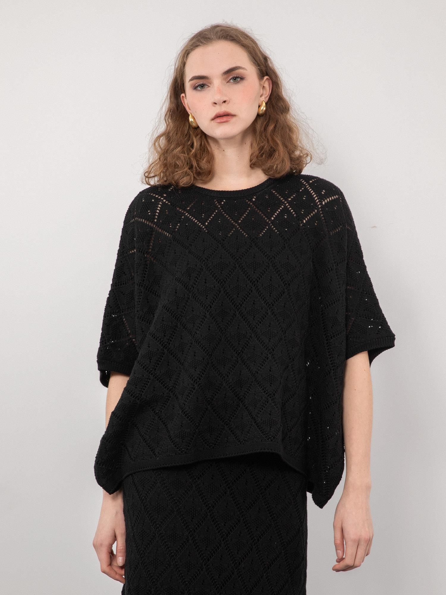 Organik Pamuk Karışımlı Ajurlu Kazak