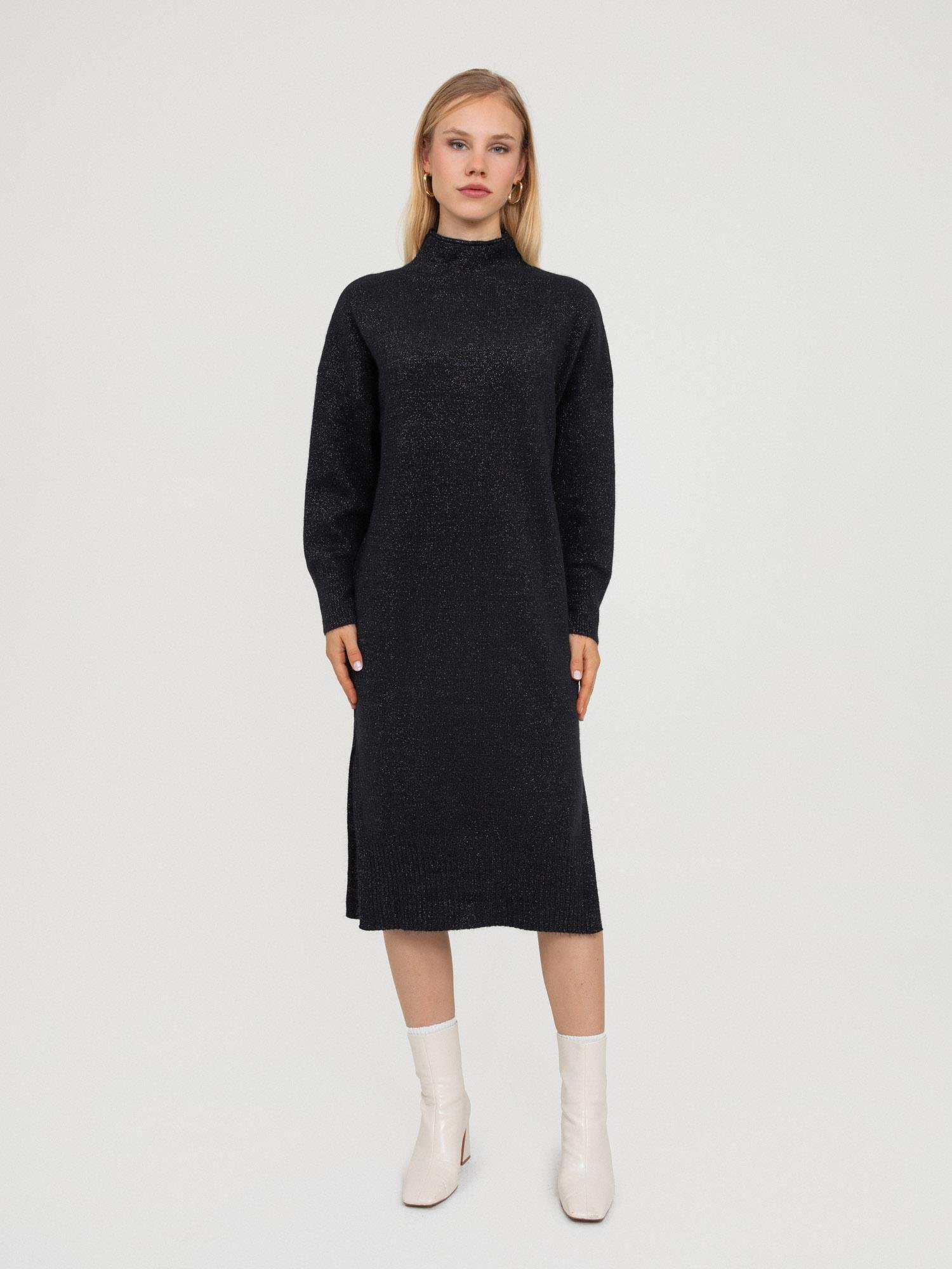 Organik Pamuk Karışımlı Balıkçı Yaka Elbise